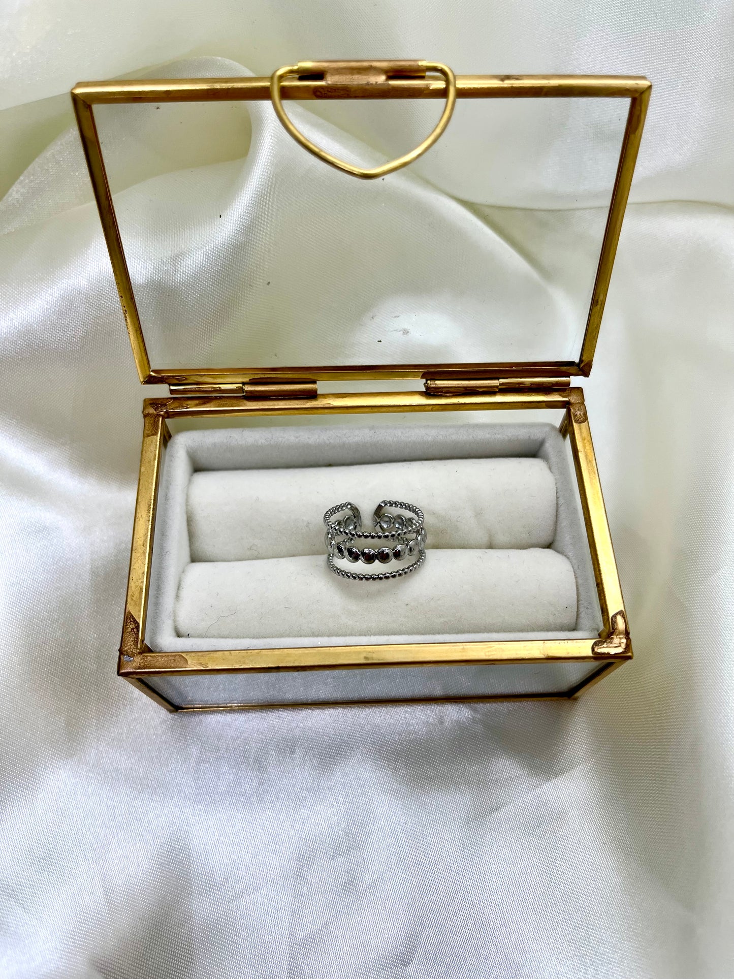 Bague argentée multi rangs