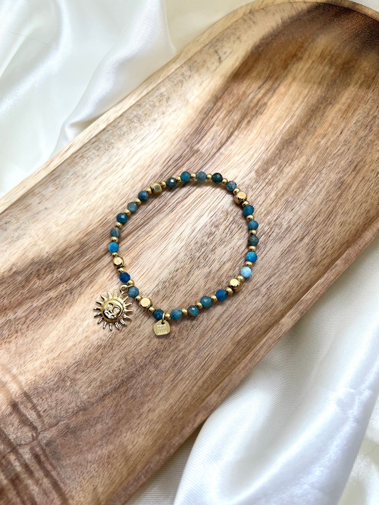 Bracelet doré et bleu soleil - Apatite