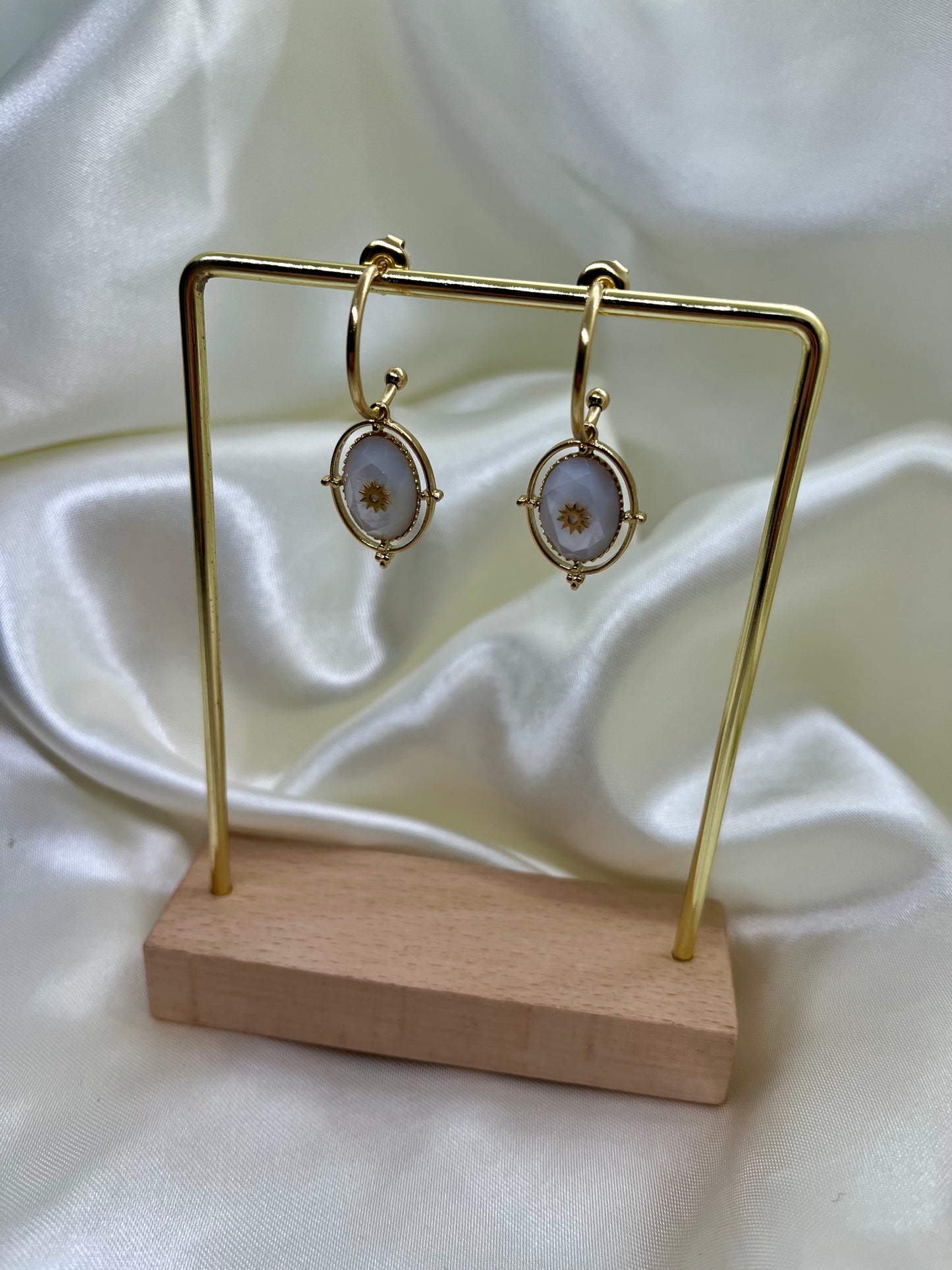 Boucles d’oreilles doré et blanc