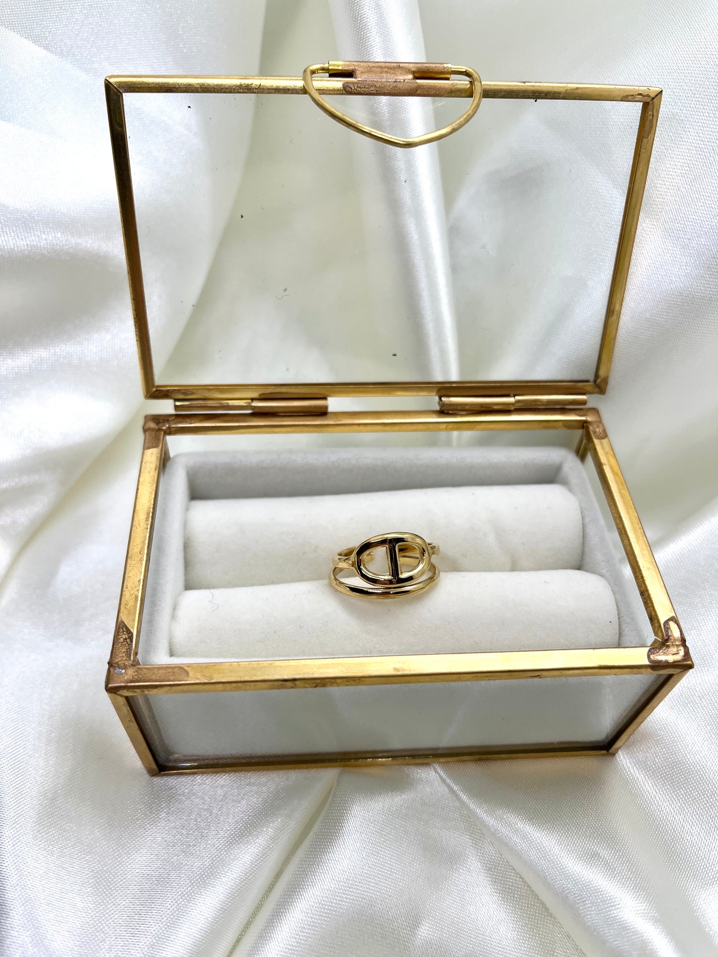 Bague doré deux rangées maille marine