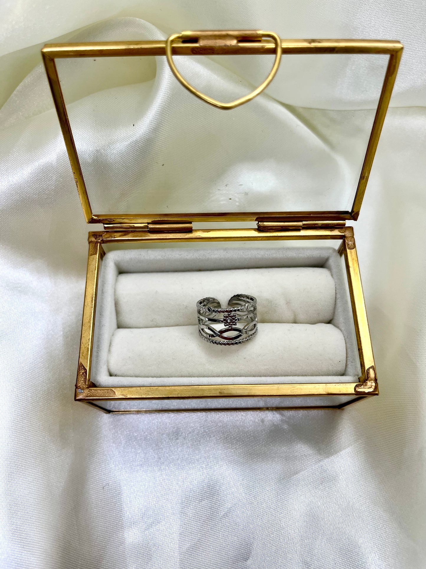 Bague argentée multi rangs