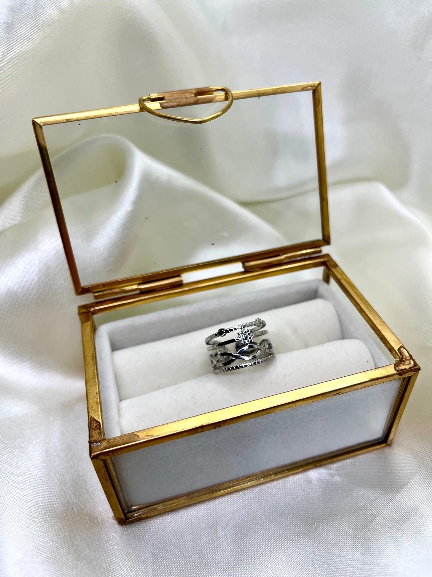 Bague argentée multi rangs