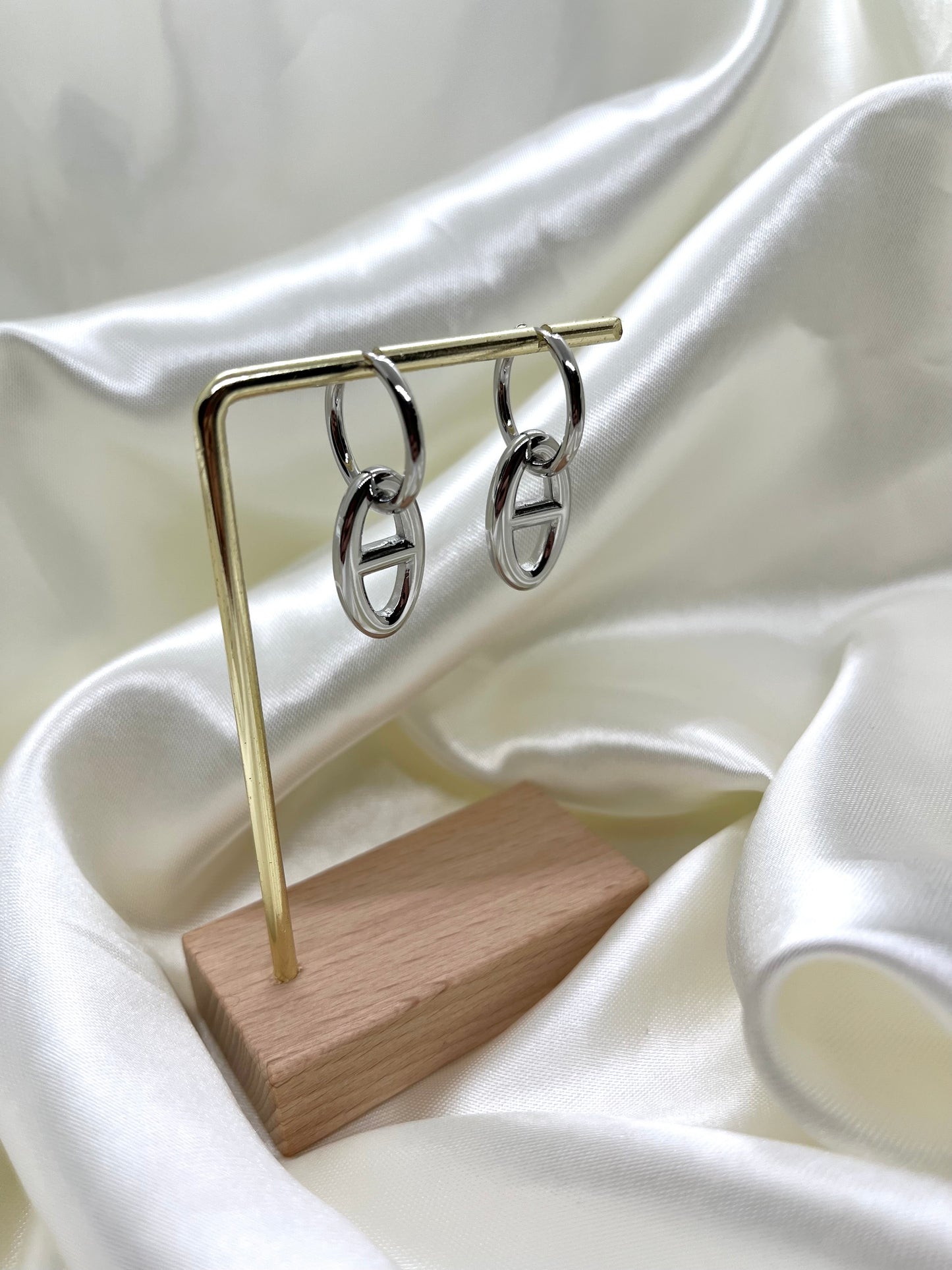 Boucles d’oreilles argenté maille marine
