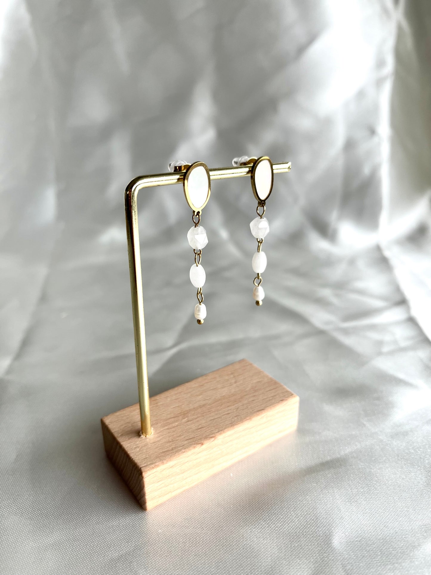 Boucles d’oreilles doré et blanc Nicole