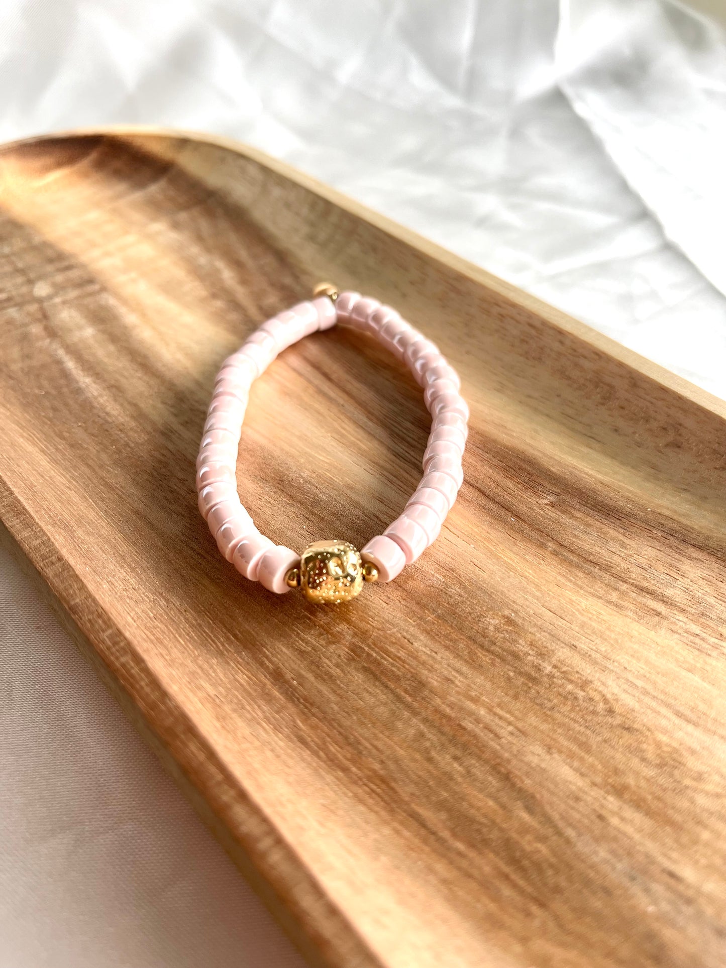 Bracelet perles rose pâle