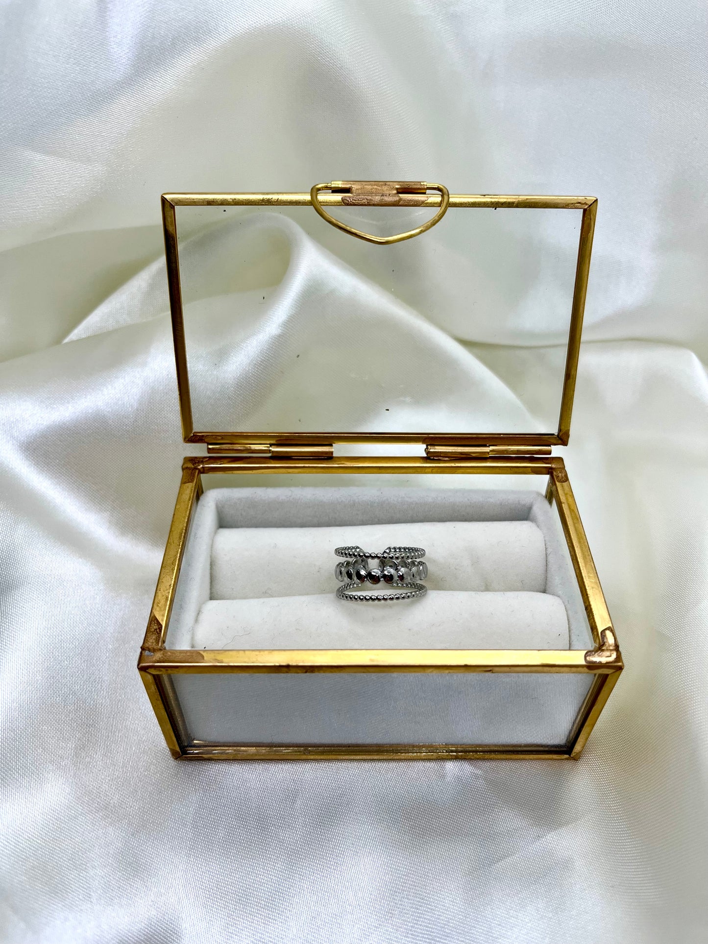Bague argentée multi rangs