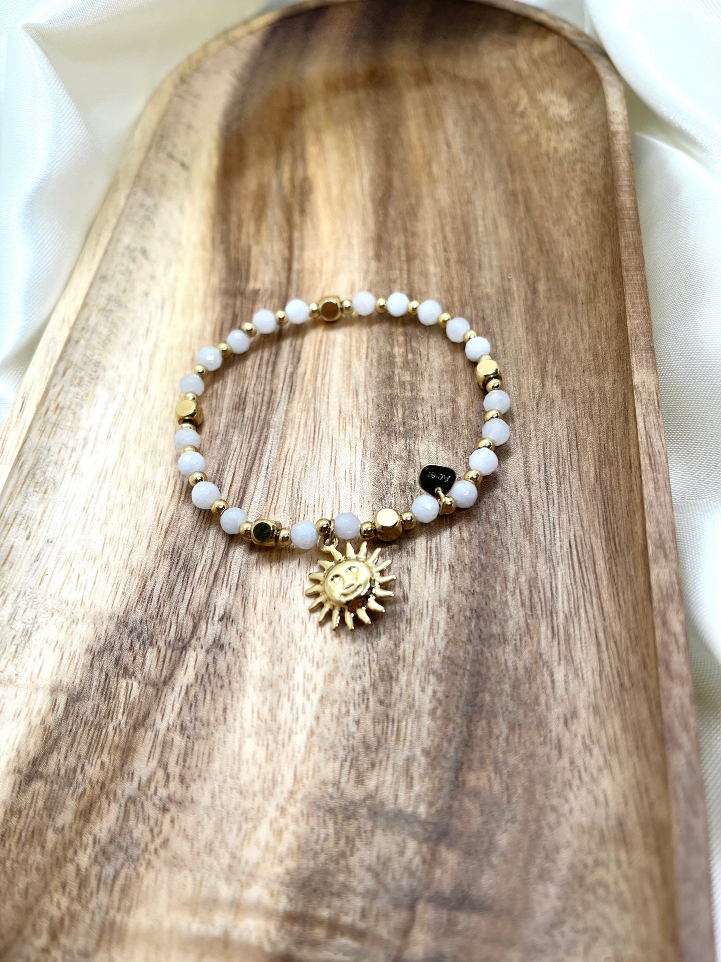 Bracelet doré et blanc soleil - Jade Blanc