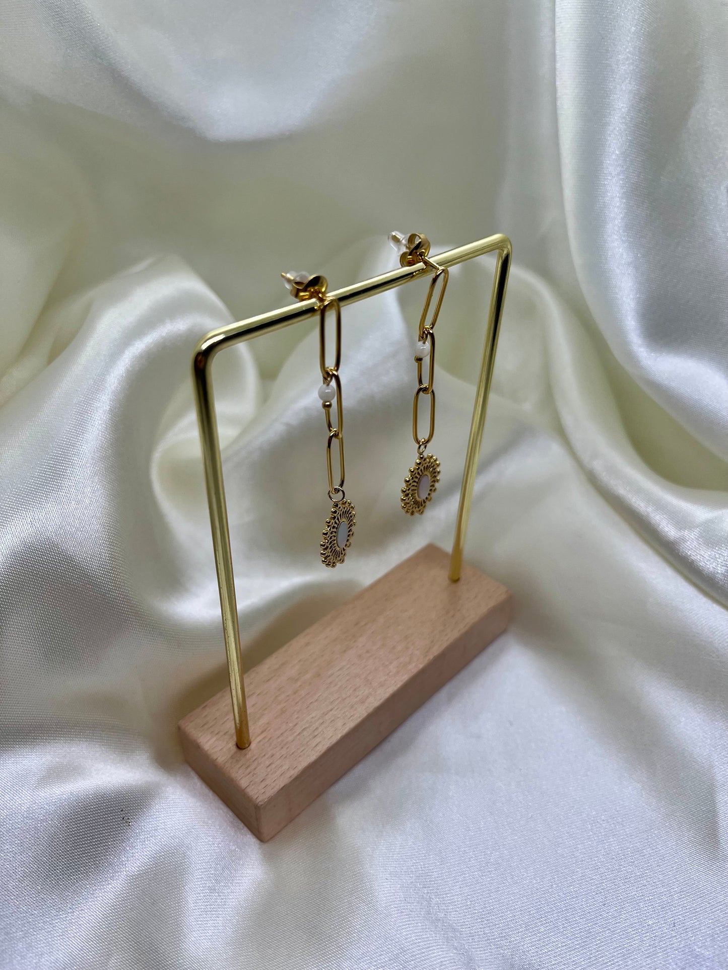 Boucles d’oreilles doré et blanc