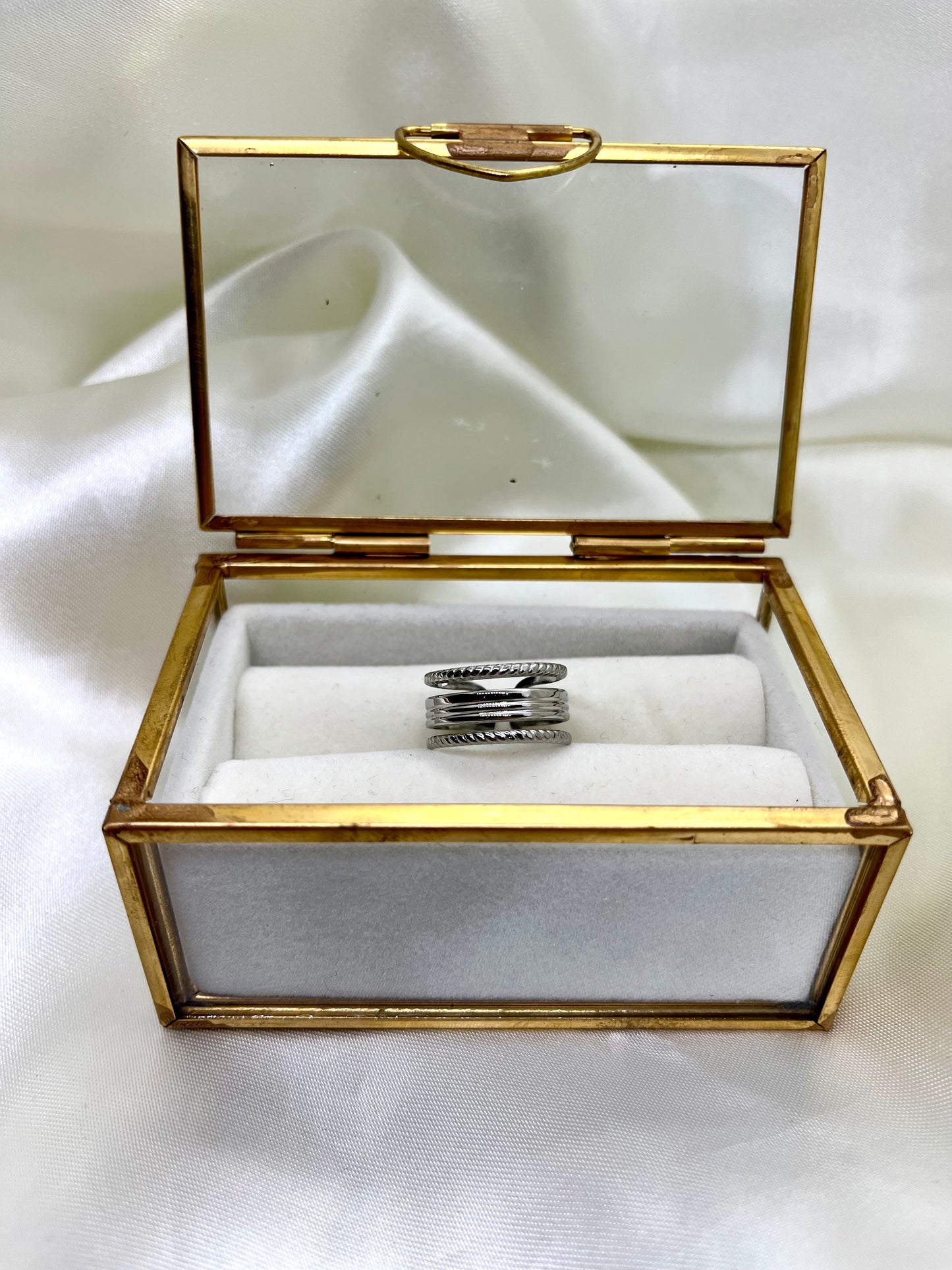 Bague argentée multi rangs