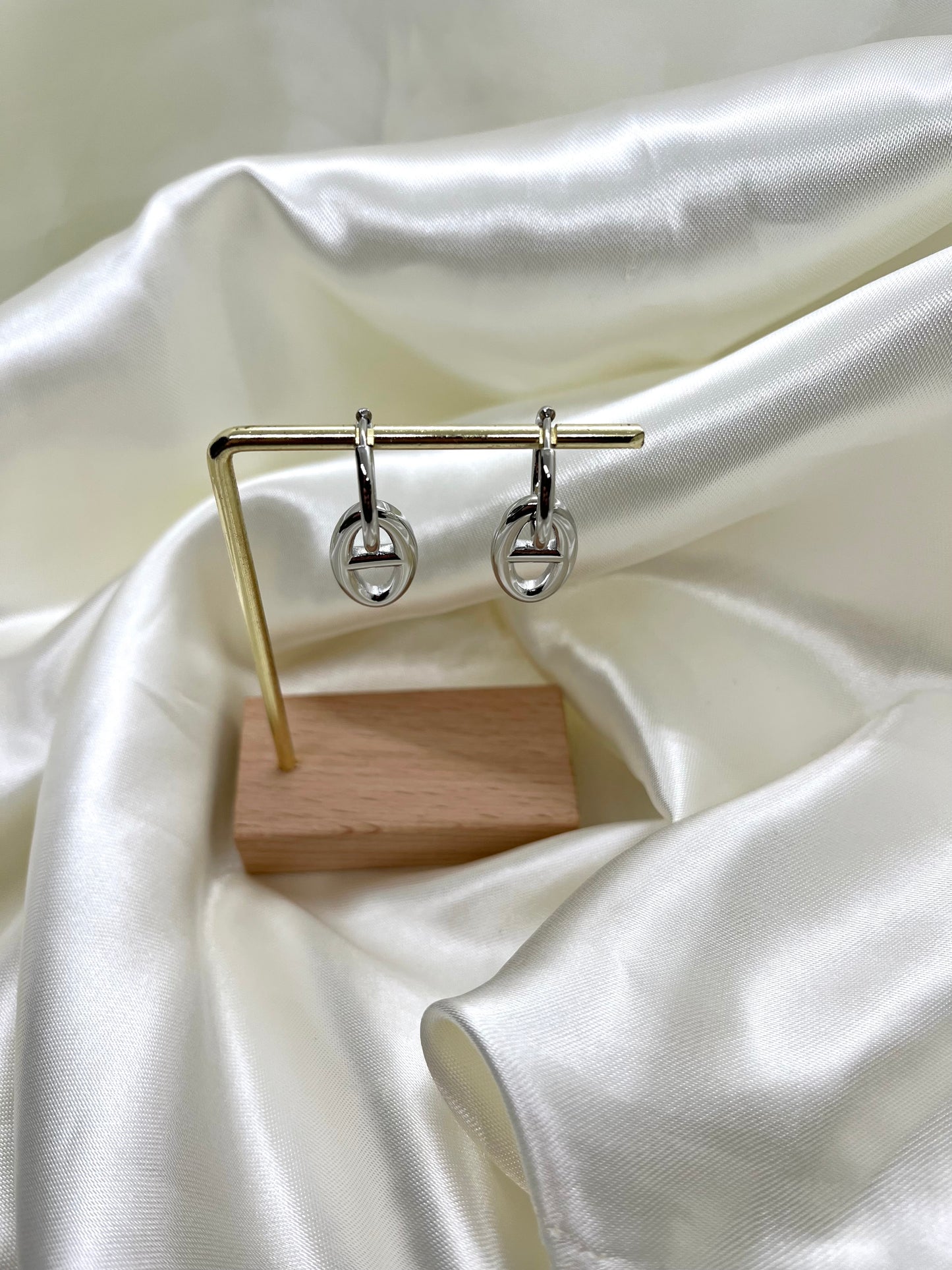 Boucles d’oreilles argenté maille marine