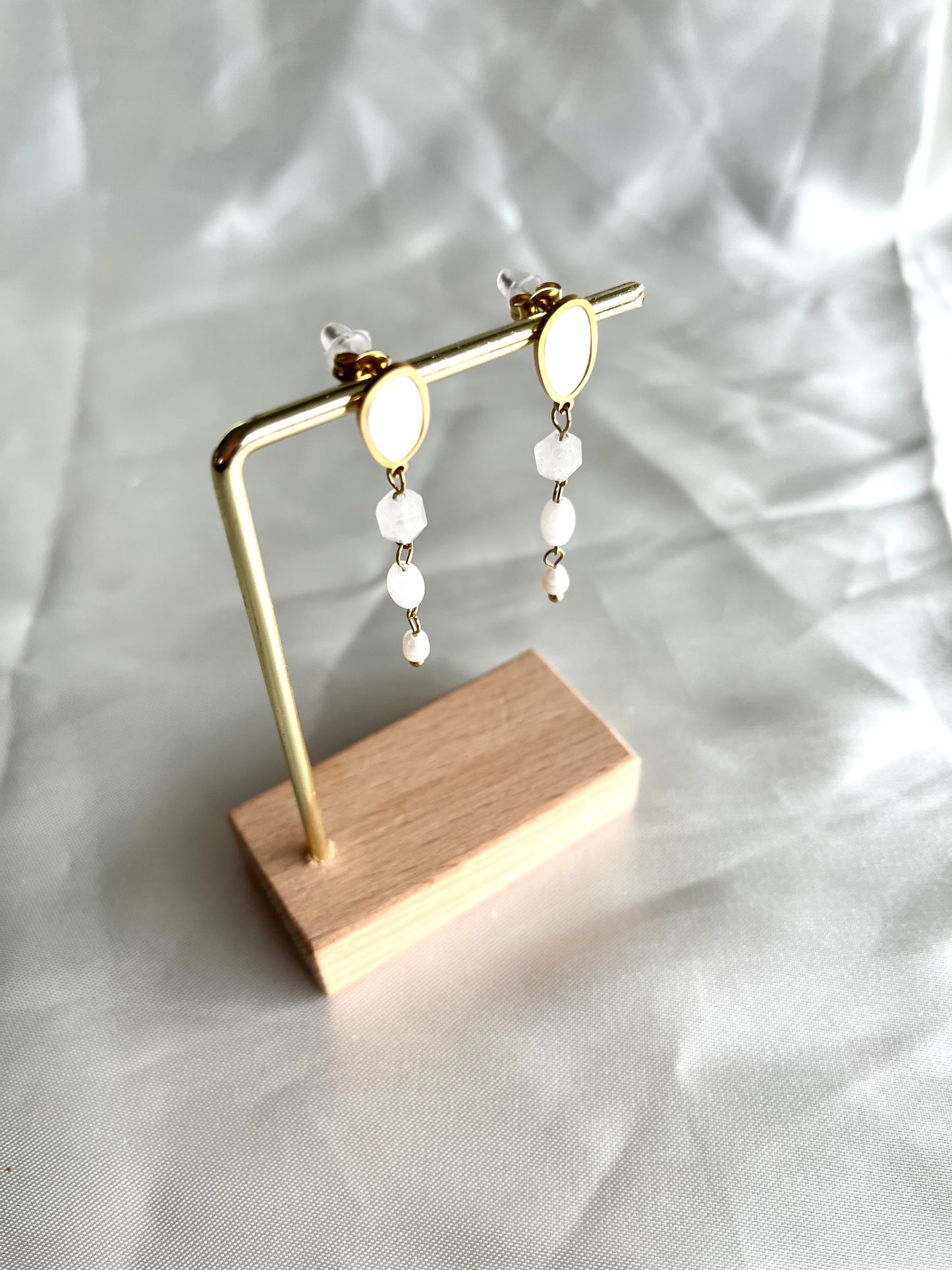 Boucles d’oreilles doré et blanc Nicole