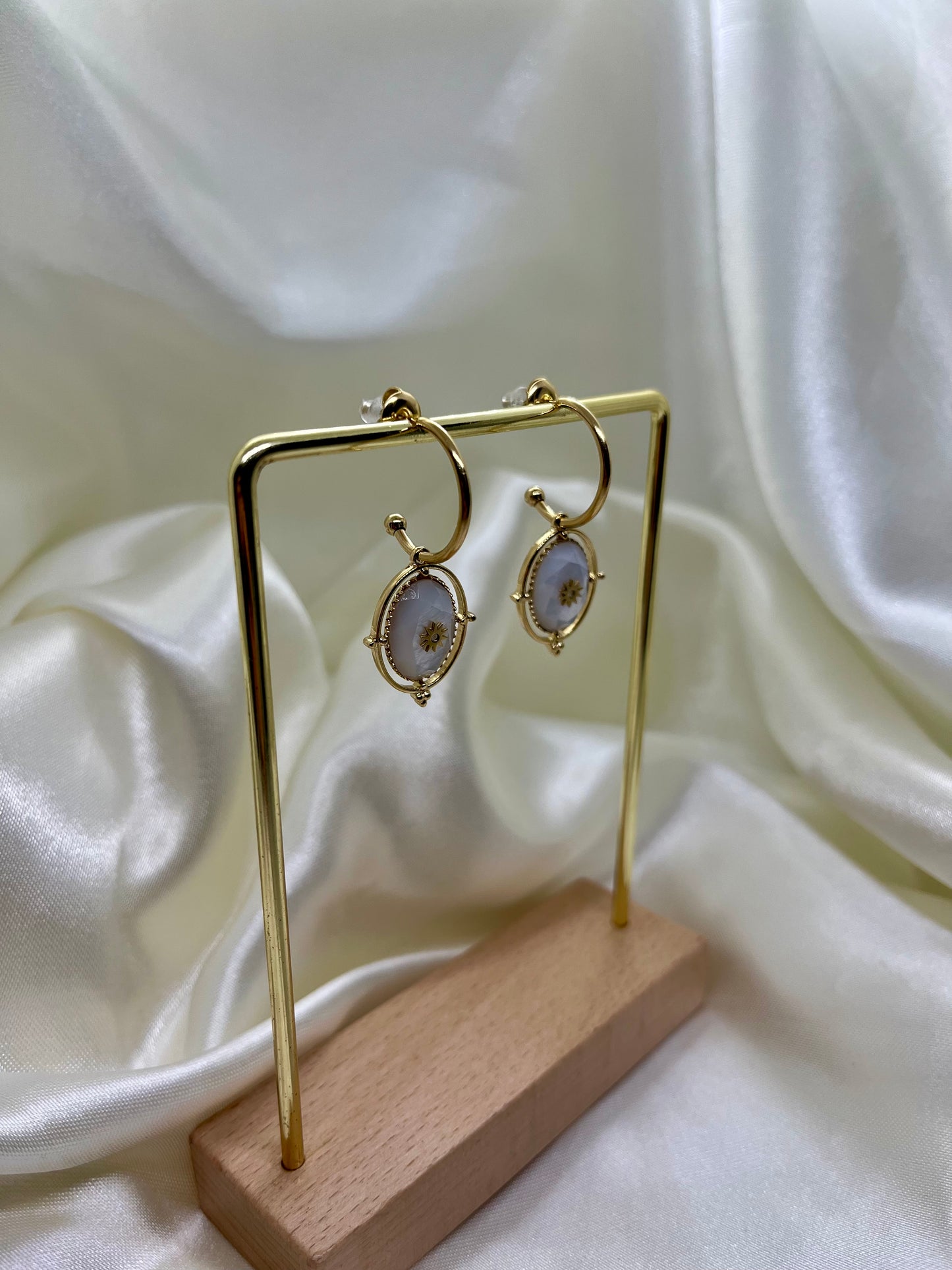 Boucles d’oreilles doré et blanc