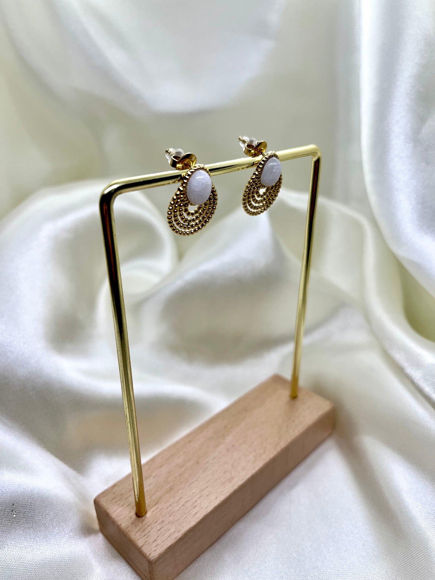 Boucles d’oreilles doré et blanc