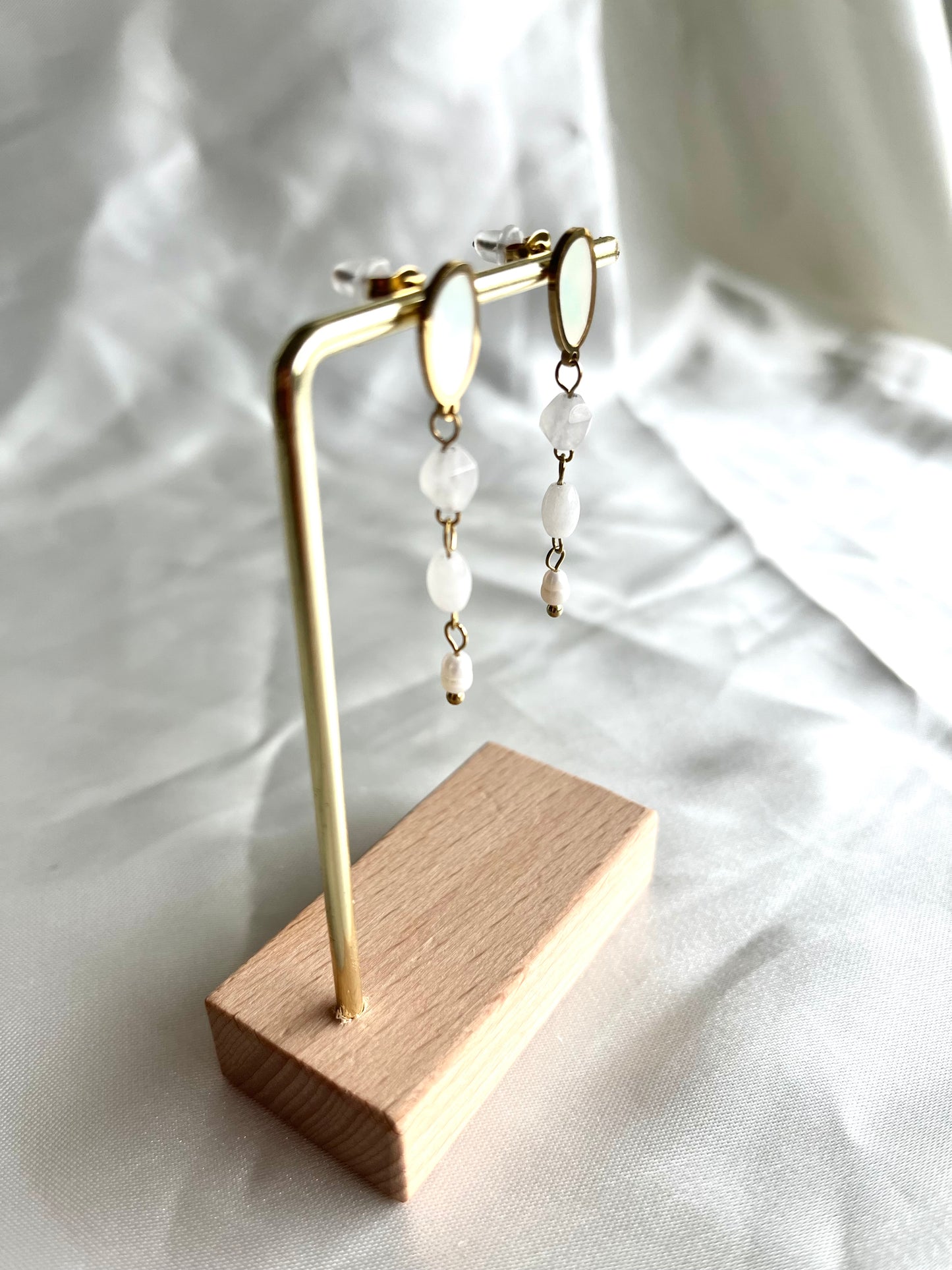Boucles d’oreilles doré et blanc Nicole