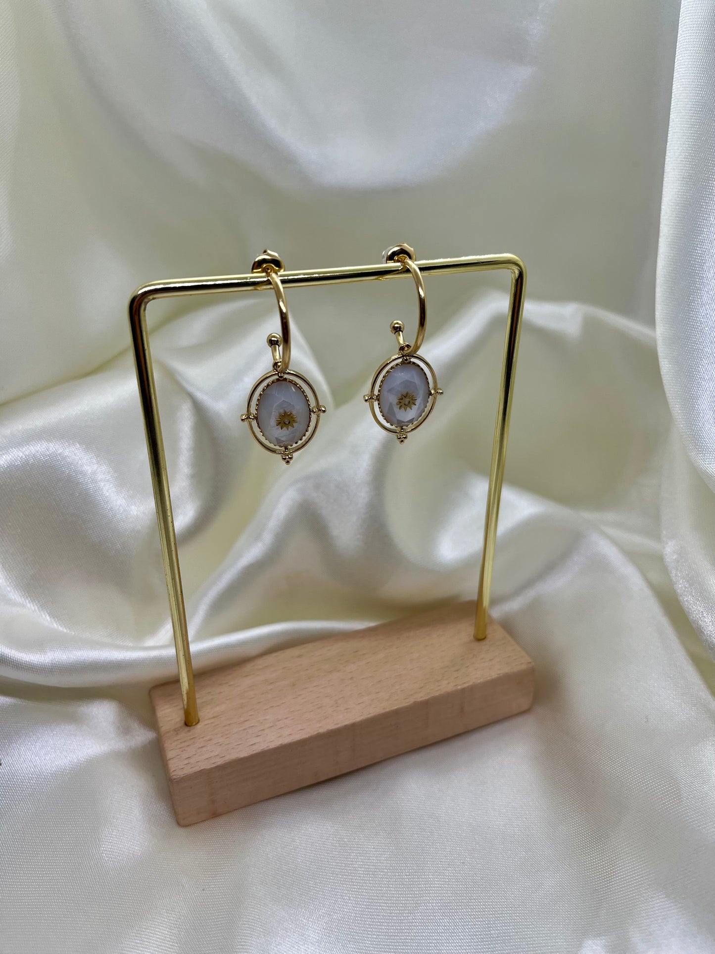 Boucles d’oreilles doré et blanc