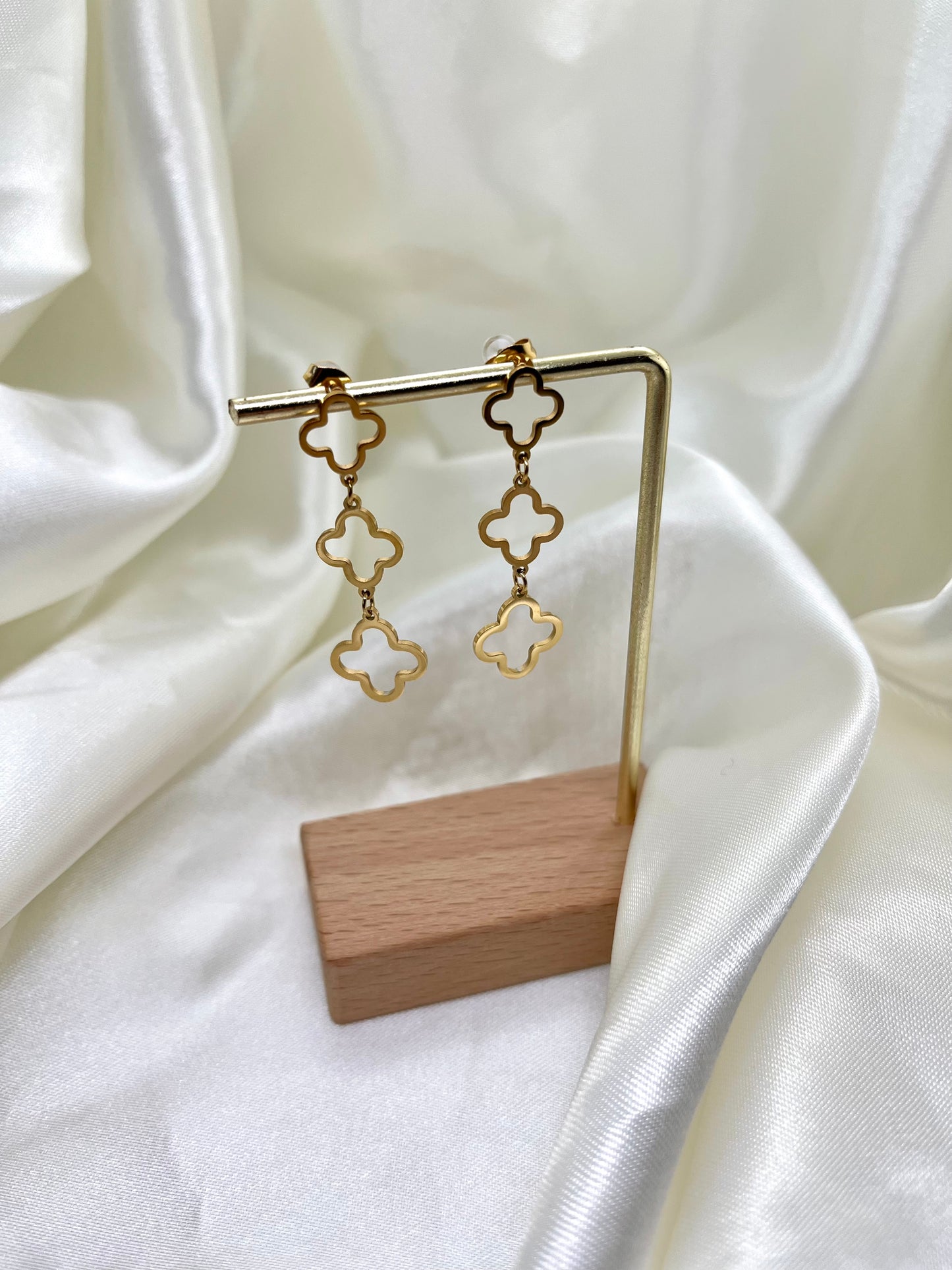Boucles d’oreilles trèfles quatre feuilles ajourés