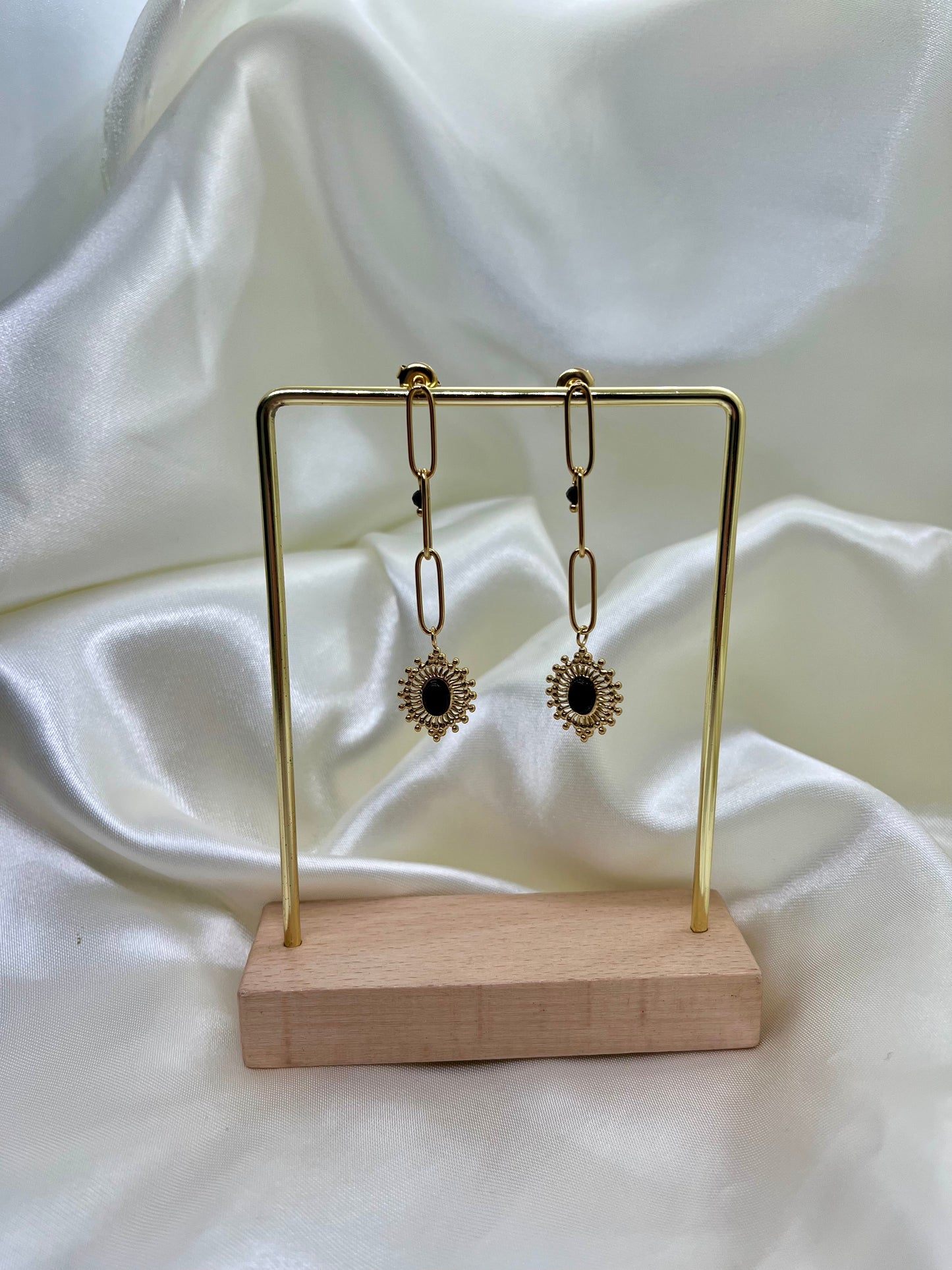 Boucles d’oreilles doré et noires
