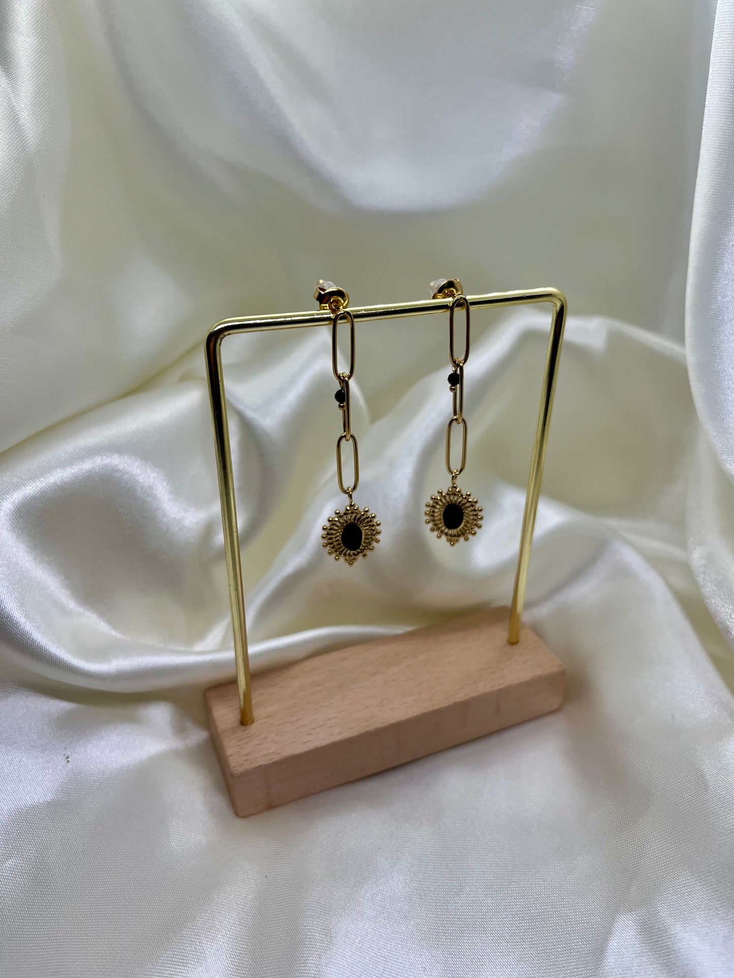 Boucles d’oreilles doré et noires