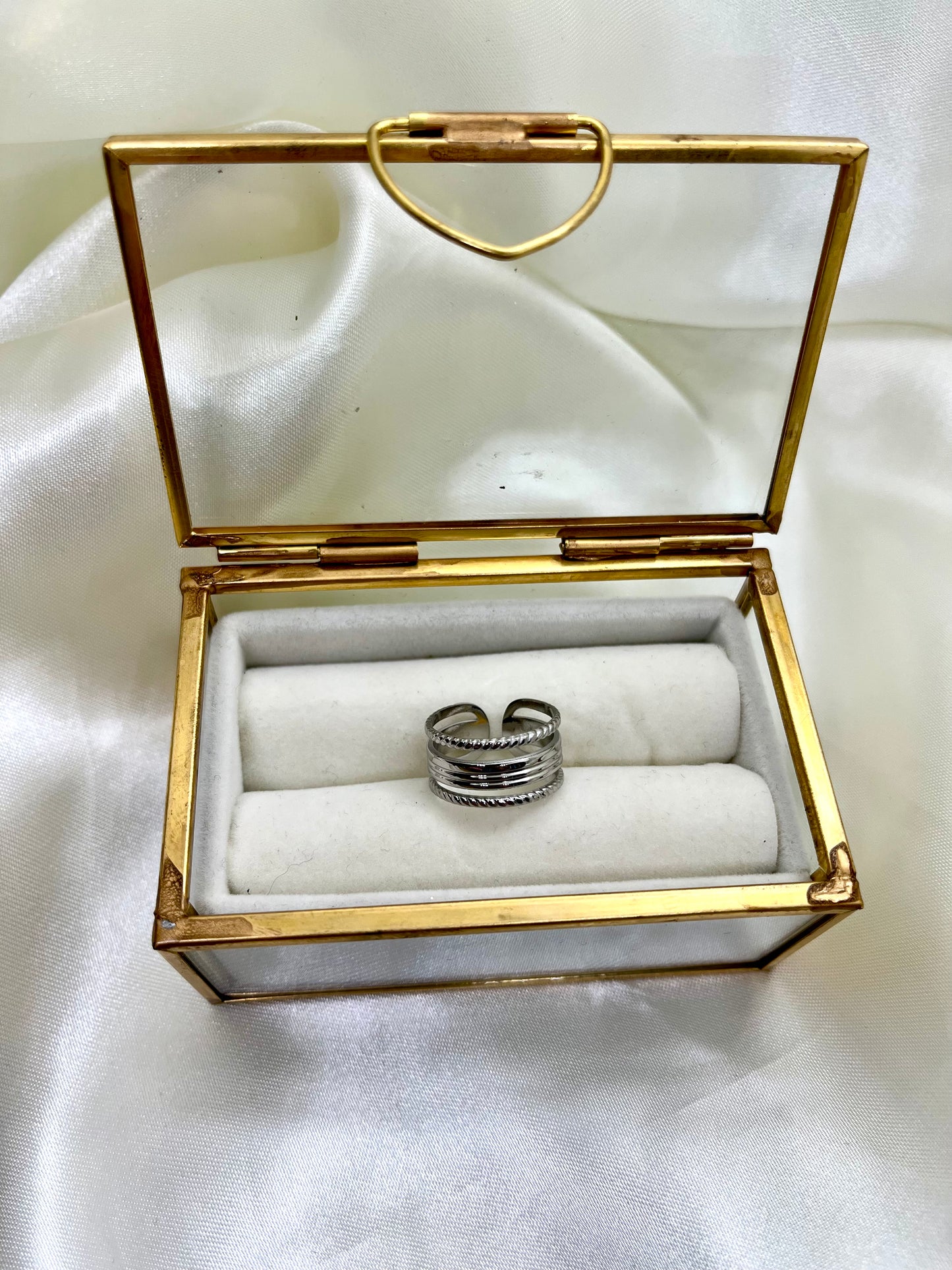 Bague argentée multi rangs