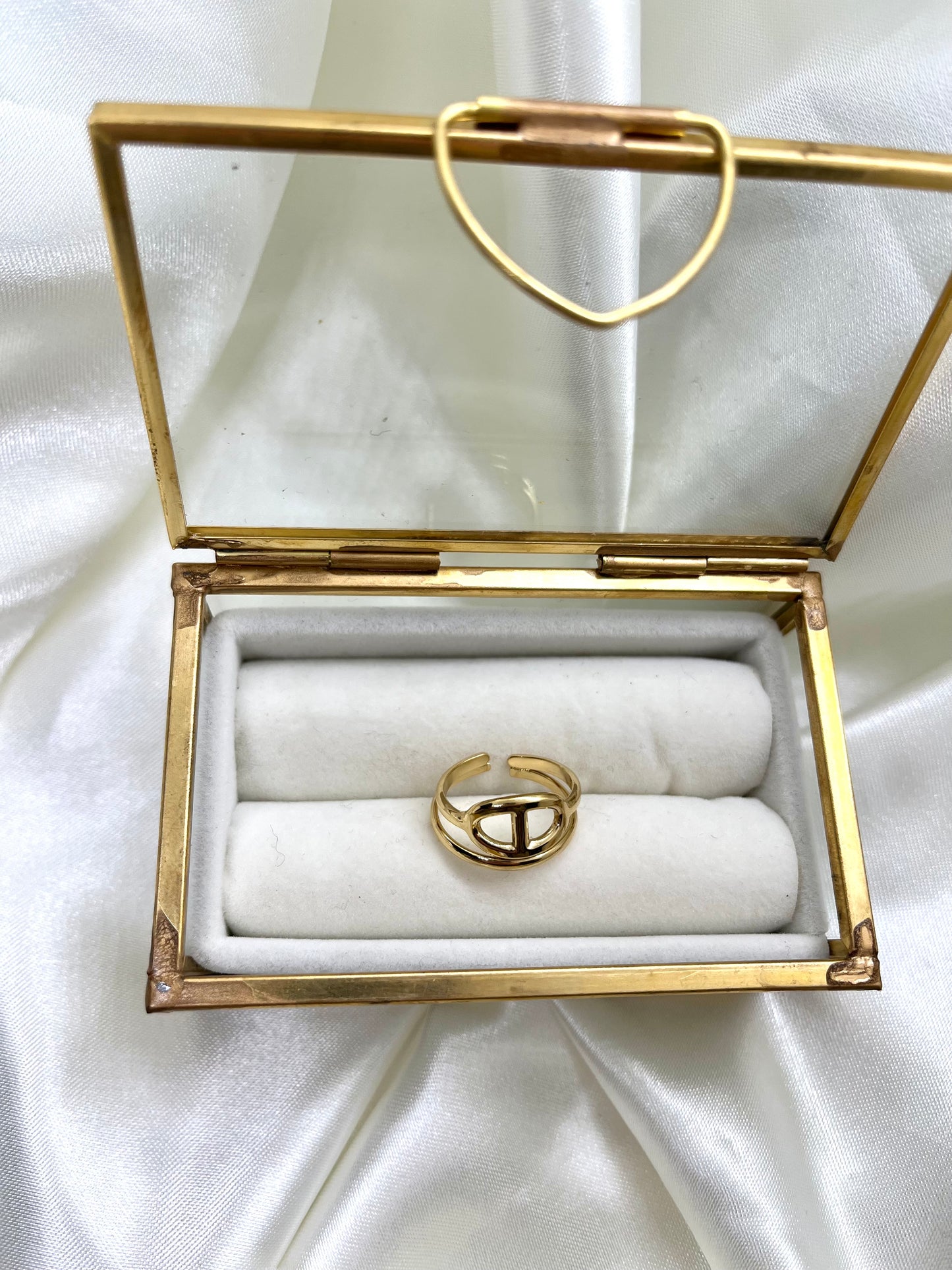 Bague doré deux rangées maille marine