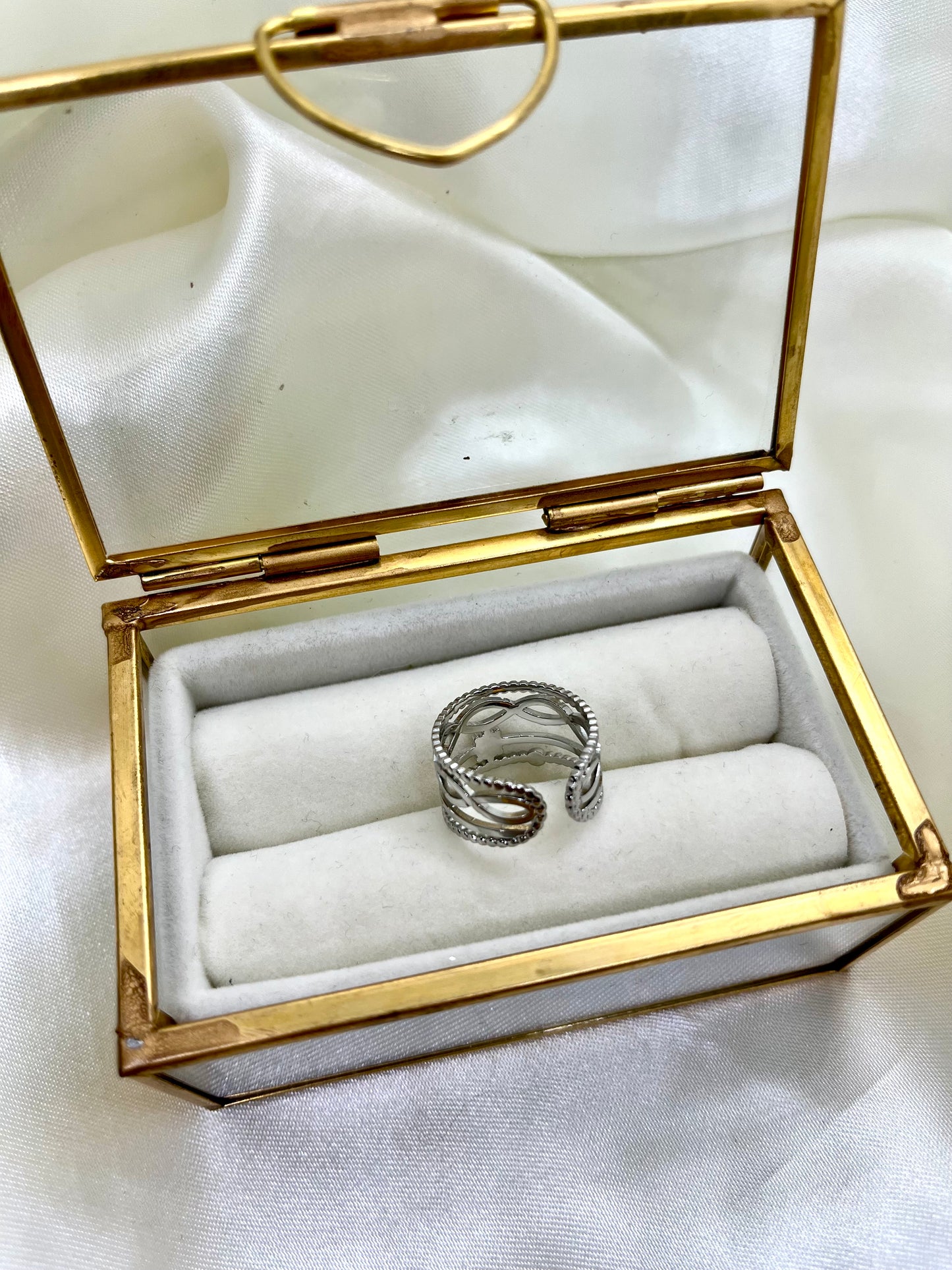 Bague argentée multi rangs