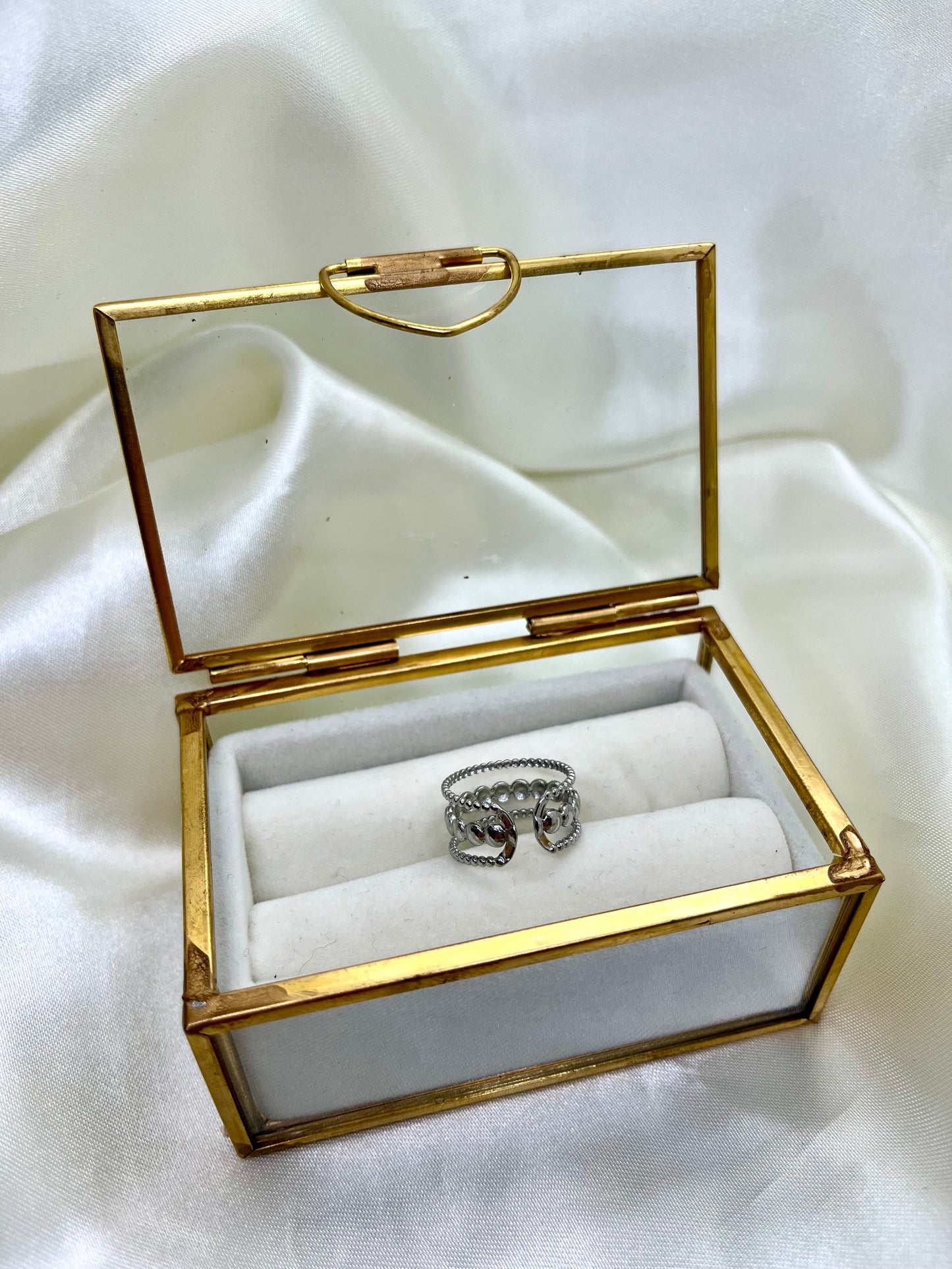 Bague argentée multi rangs
