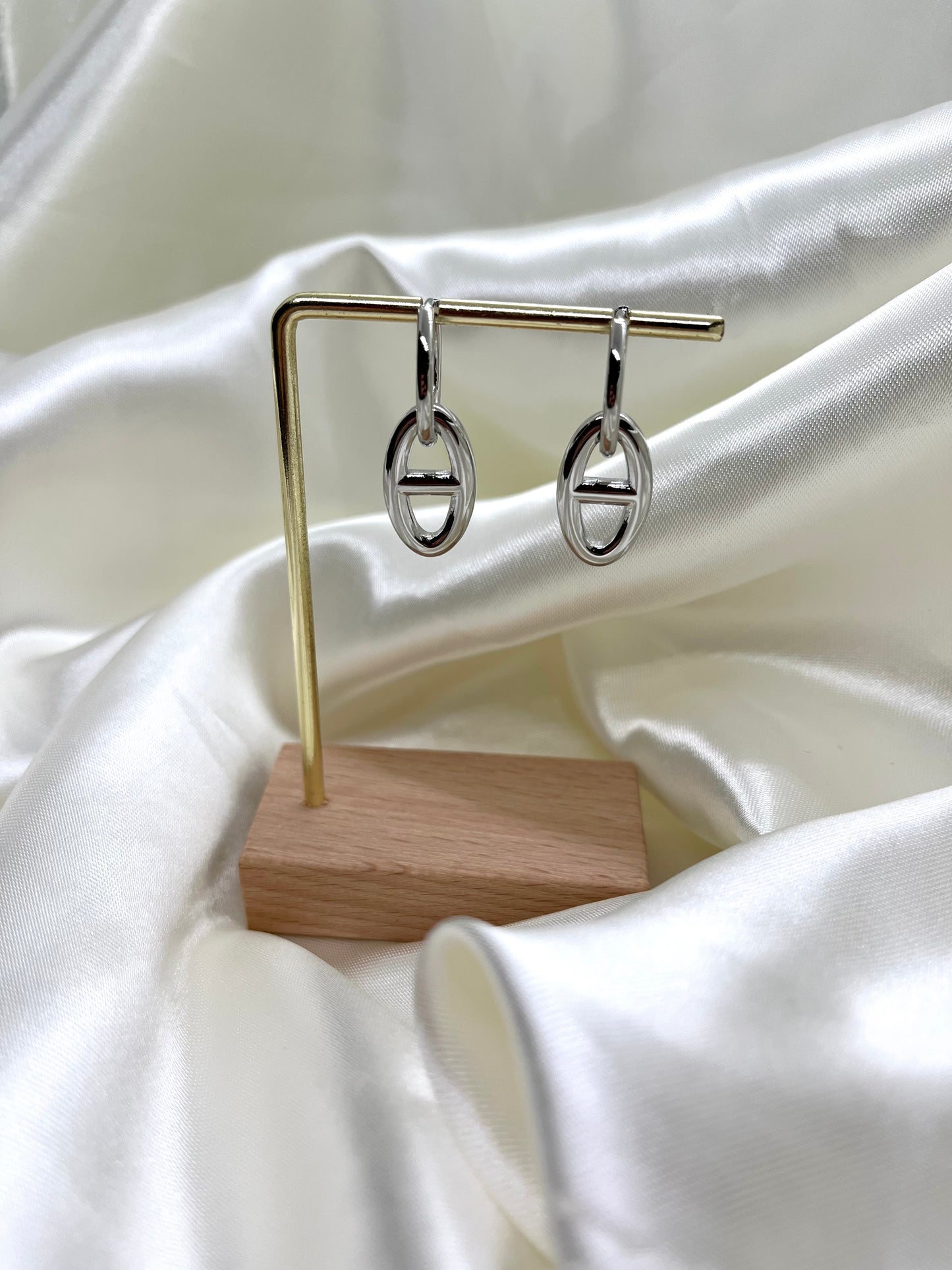 Boucles d’oreilles argenté maille marine