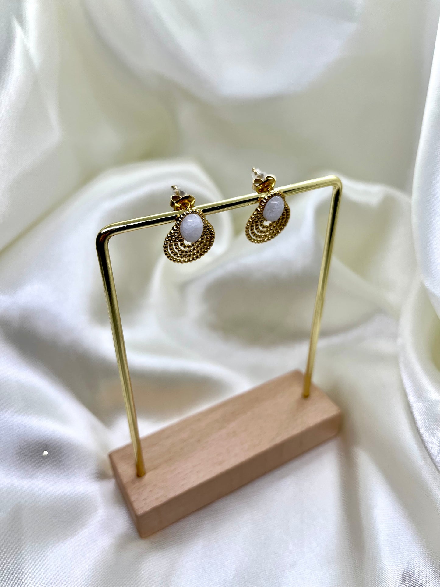 Boucles d’oreilles doré et blanc