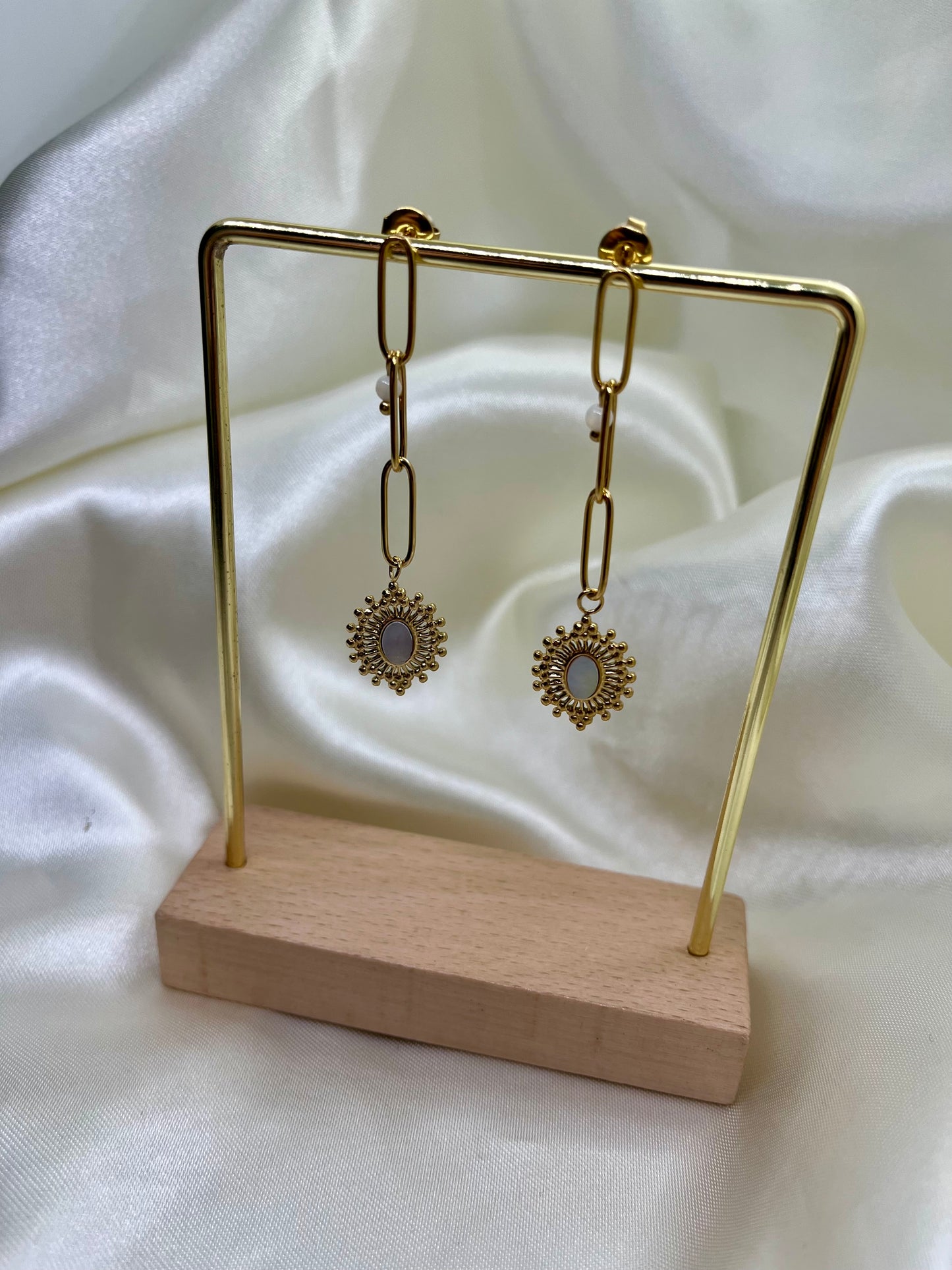 Boucles d’oreilles doré et blanc