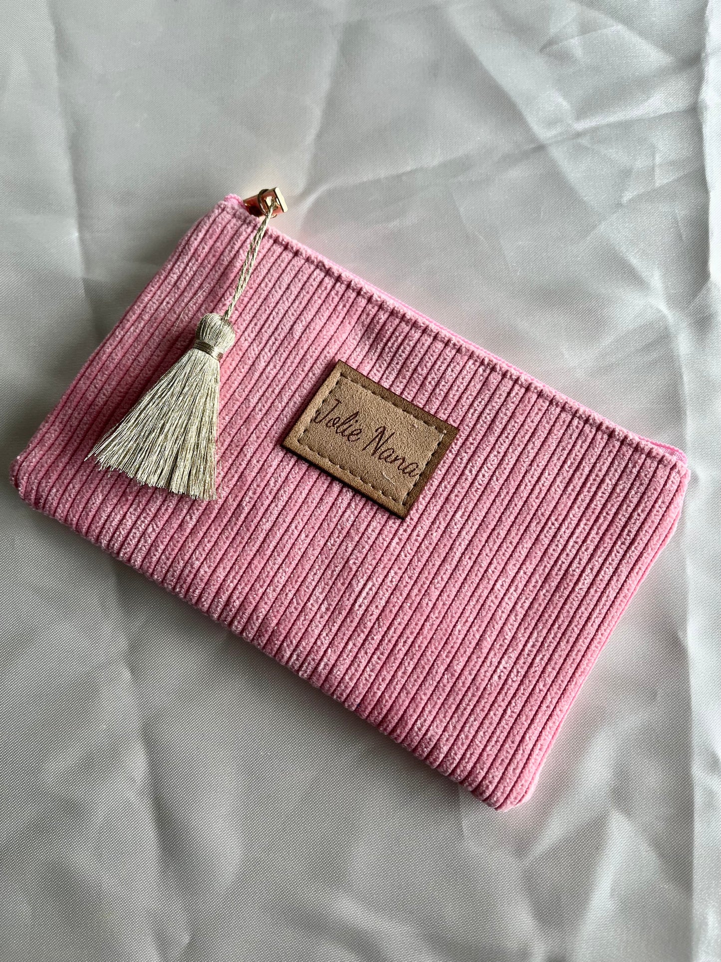 Pochette velours côtelé rose Jolie Nana