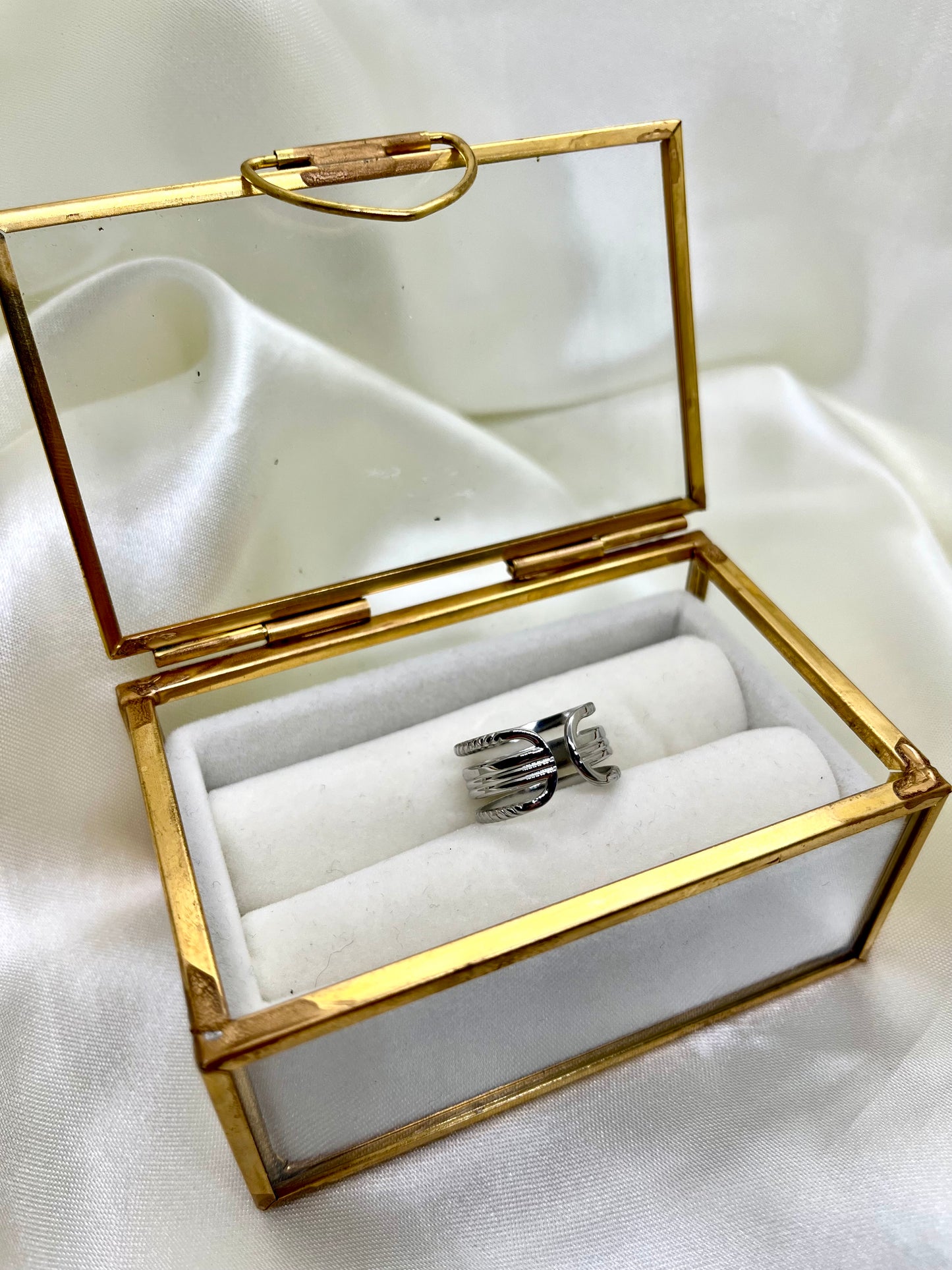 Bague argentée multi rangs