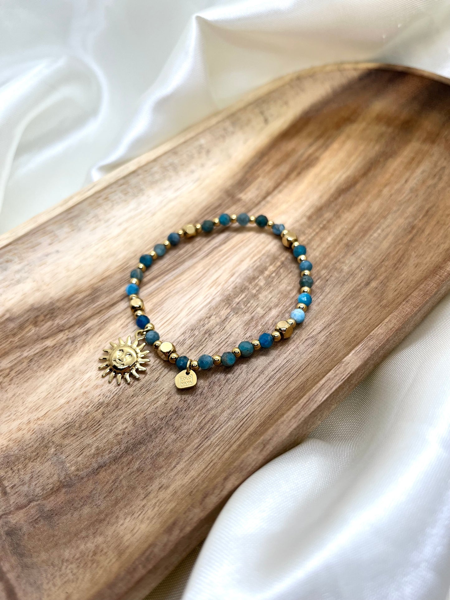 Bracelet doré et bleu soleil - Apatite