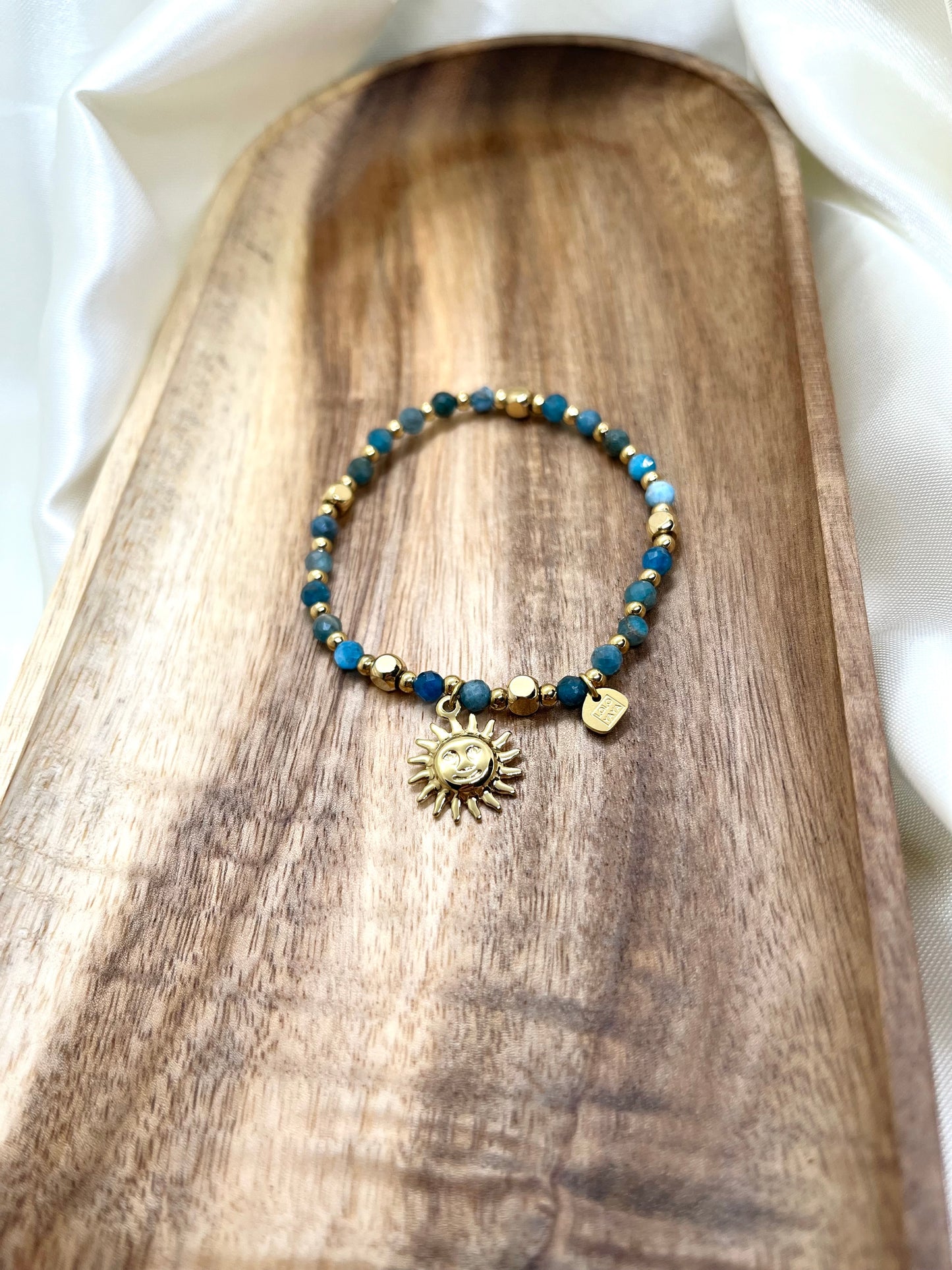 Bracelet doré et bleu soleil - Apatite
