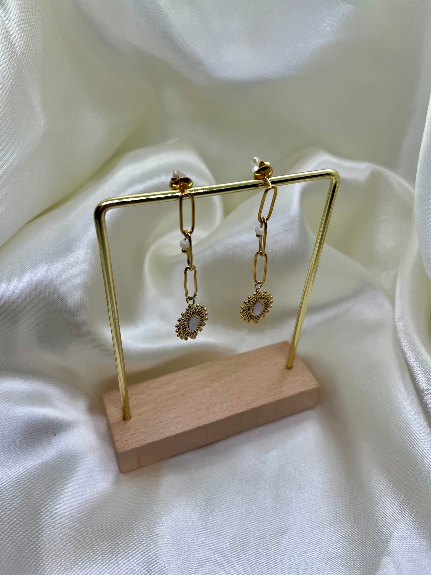 Boucles d’oreilles doré et blanc