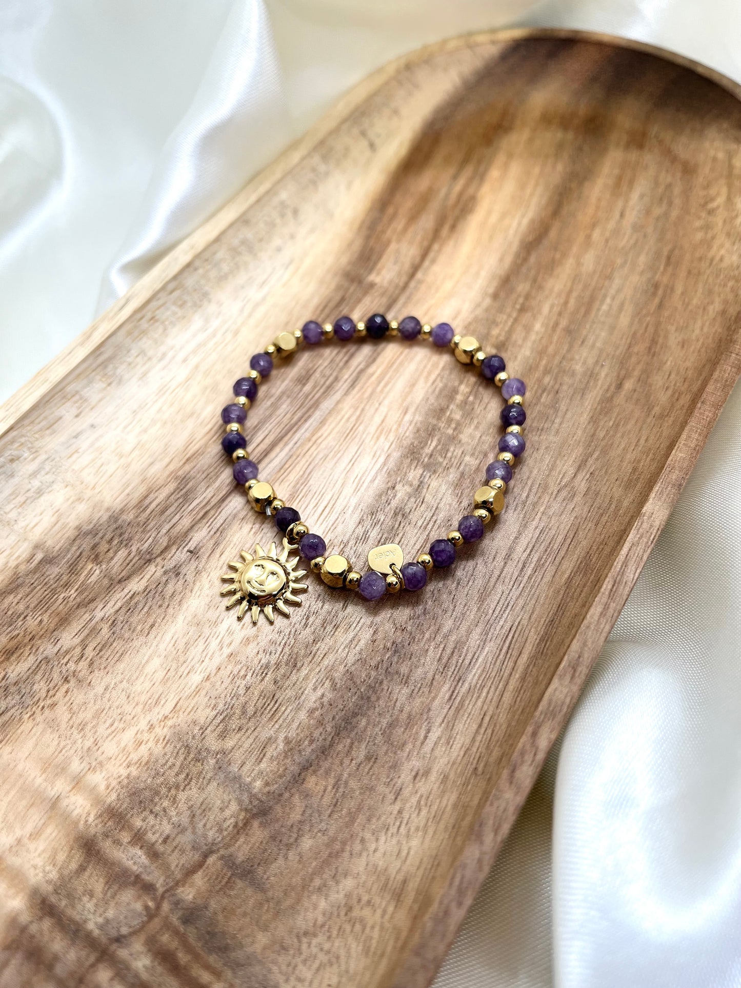 Bracelet doré et violet soleil - Améthyste