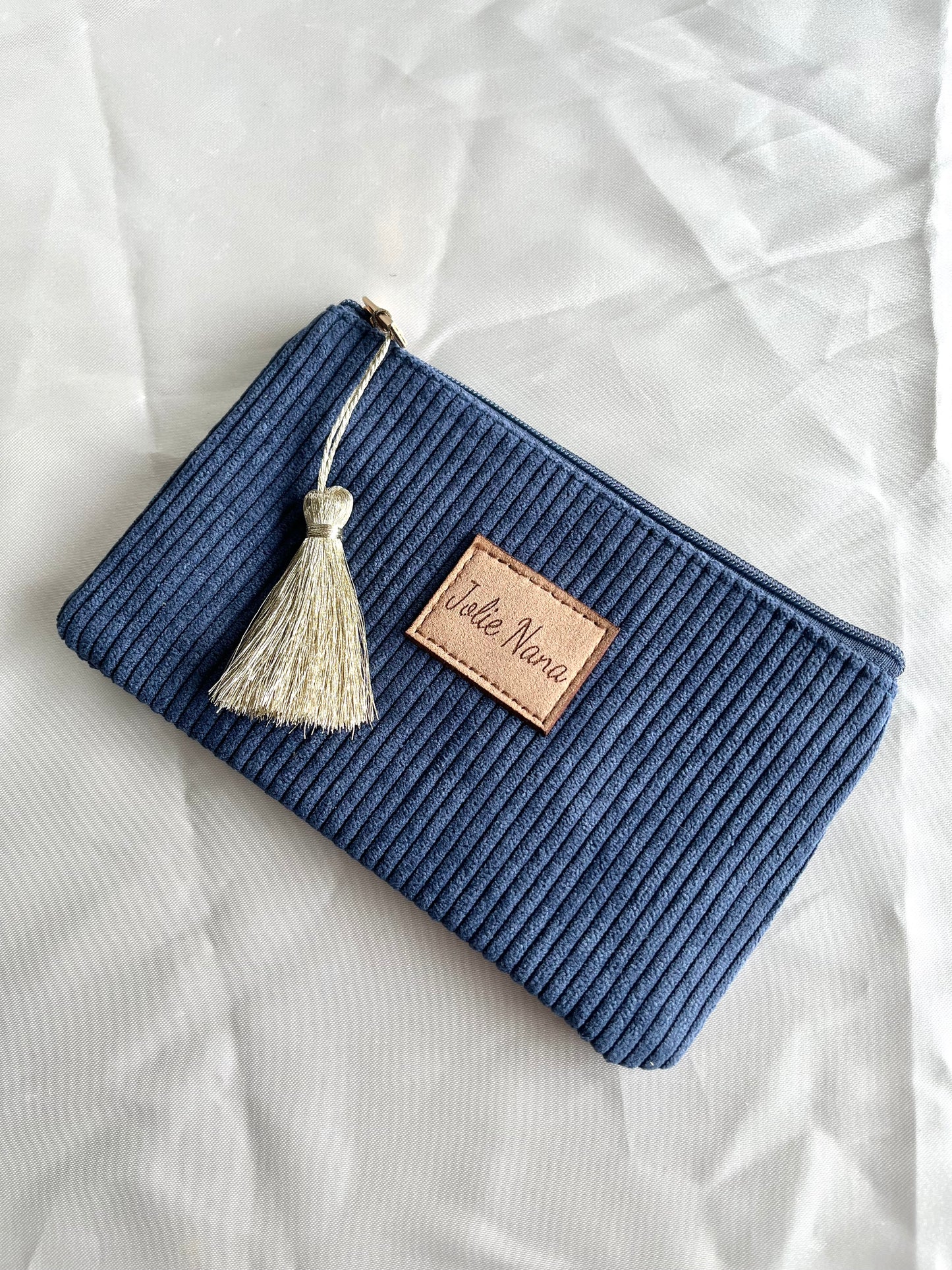 Pochette velours côtelé bleu Jolie Nana