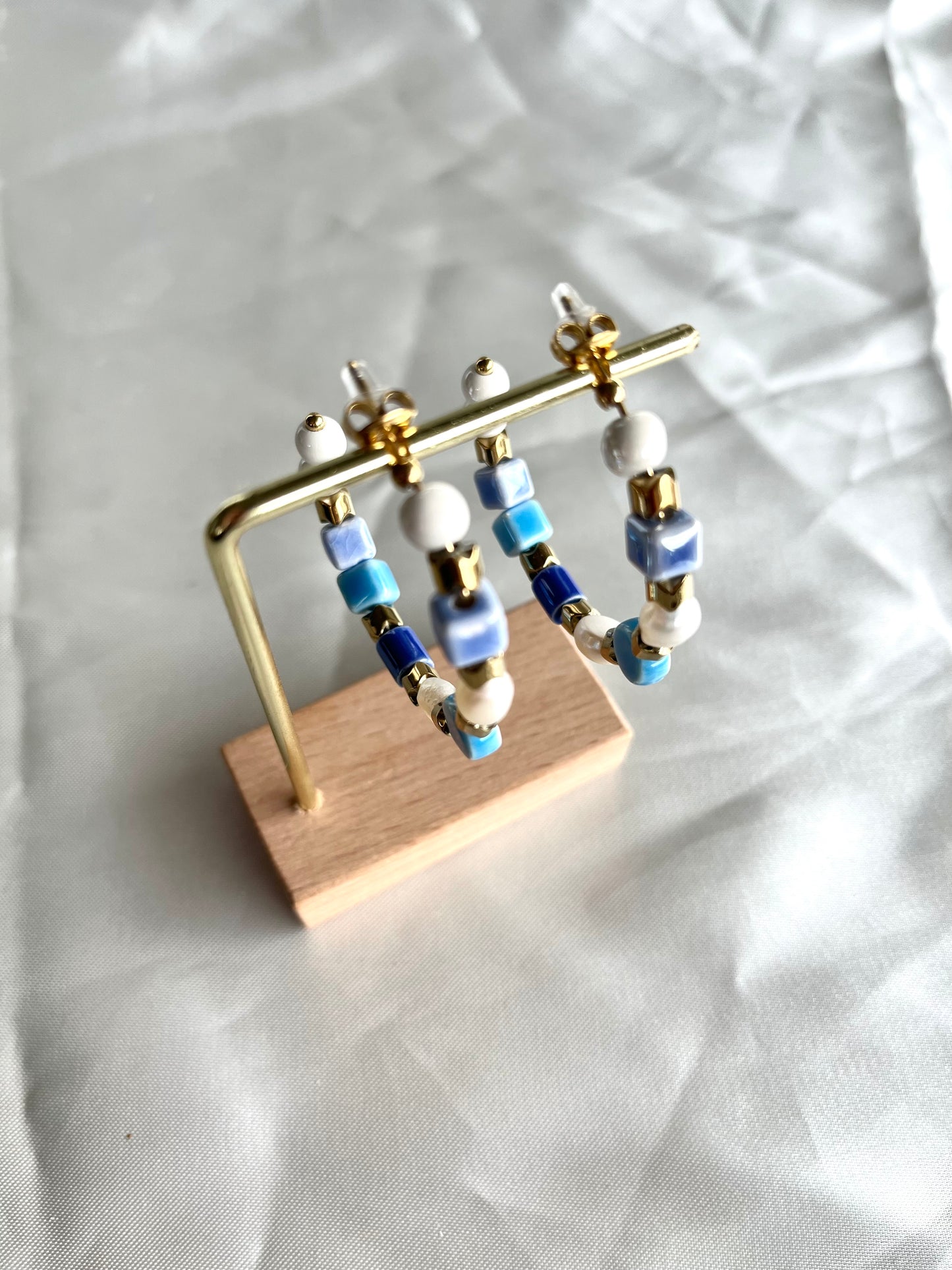 Créoles bleu et nacré Johan