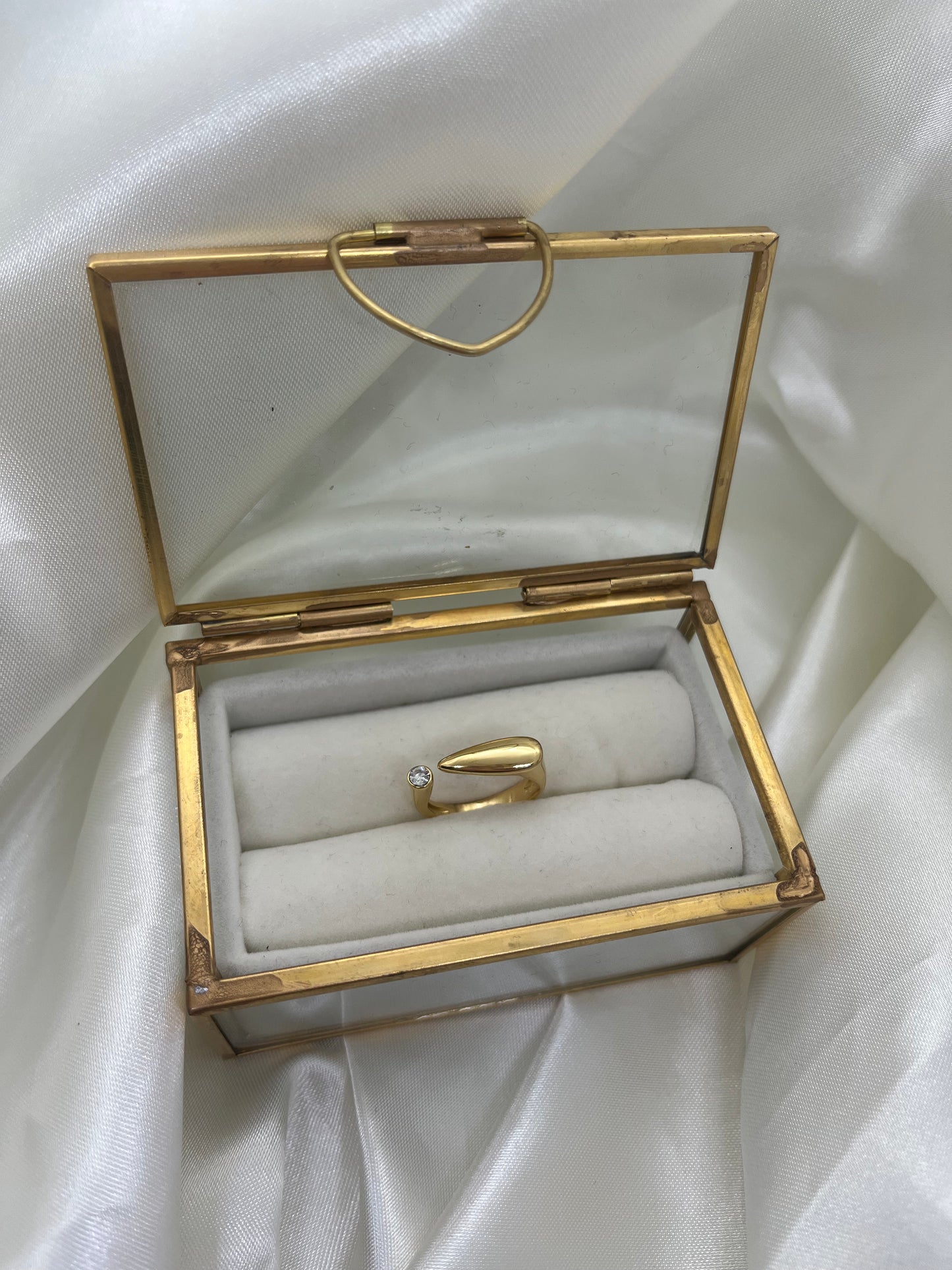 Bague doré et strass - bijoux en acier inoxydable femme