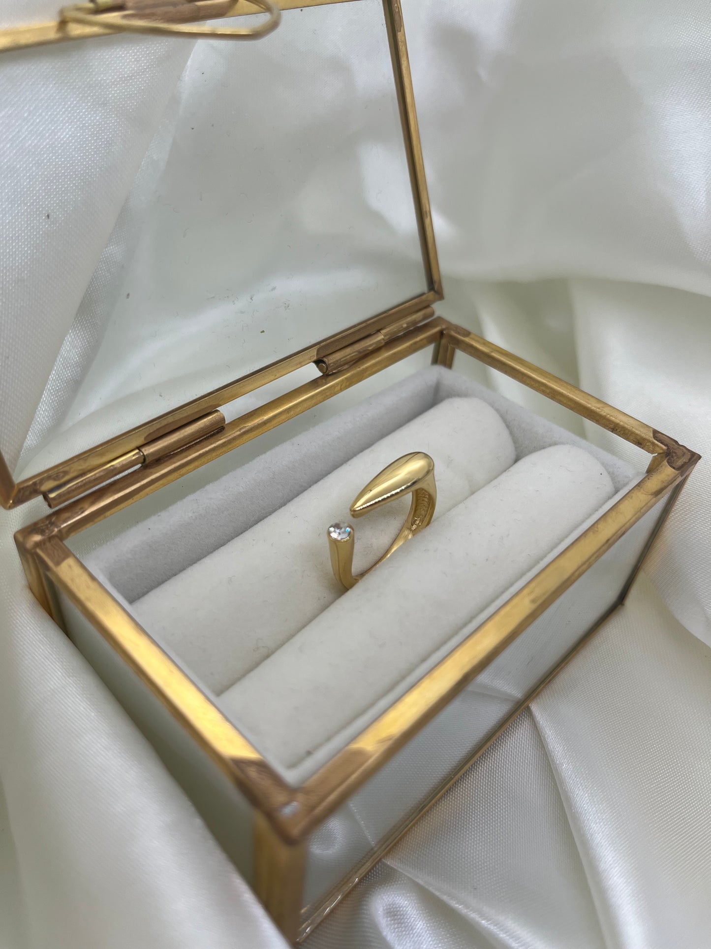 Bague doré et strass - bijoux en acier inoxydable femme