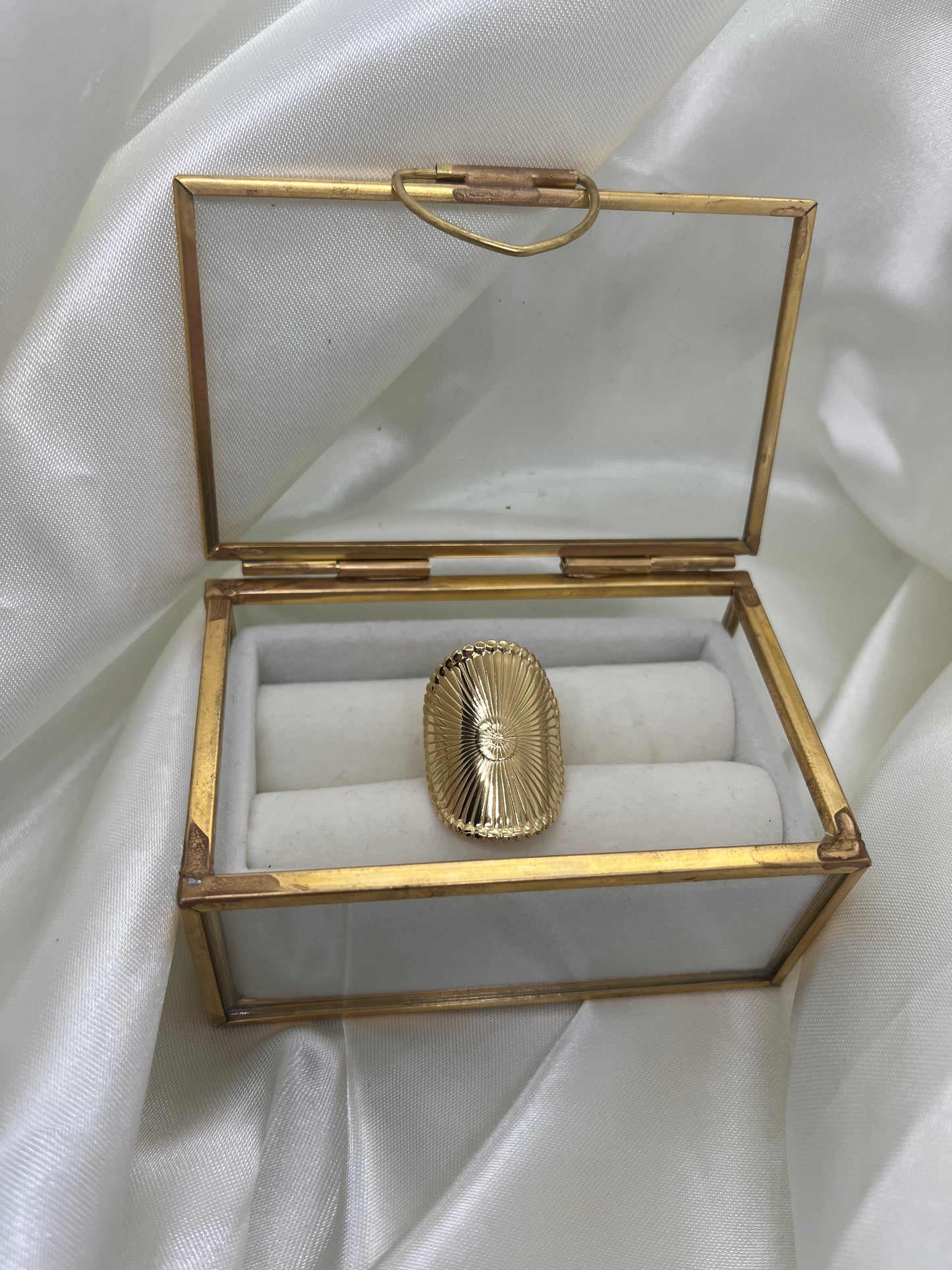 Bague doré ovale - bijoux en acier inoxydable femme