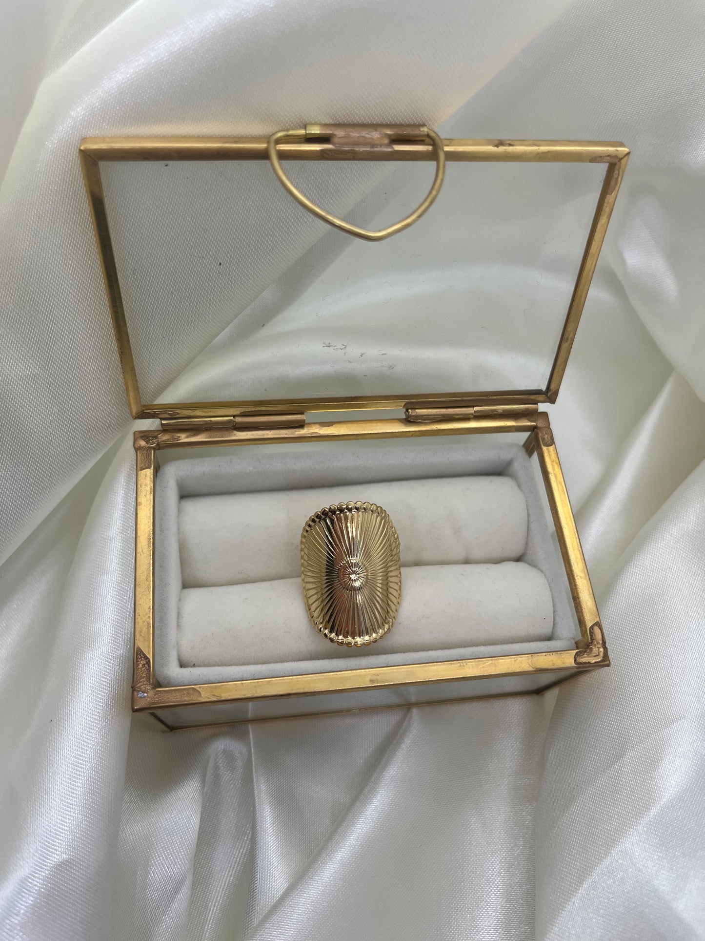 Bague doré ovale - bijoux en acier inoxydable femme