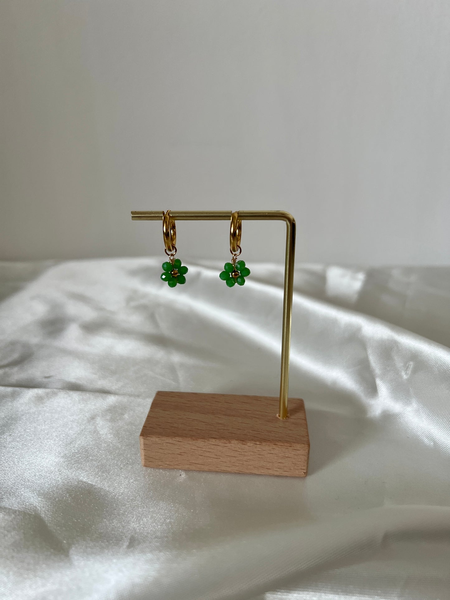 Boucles d'oreilles fleurs verte Baya