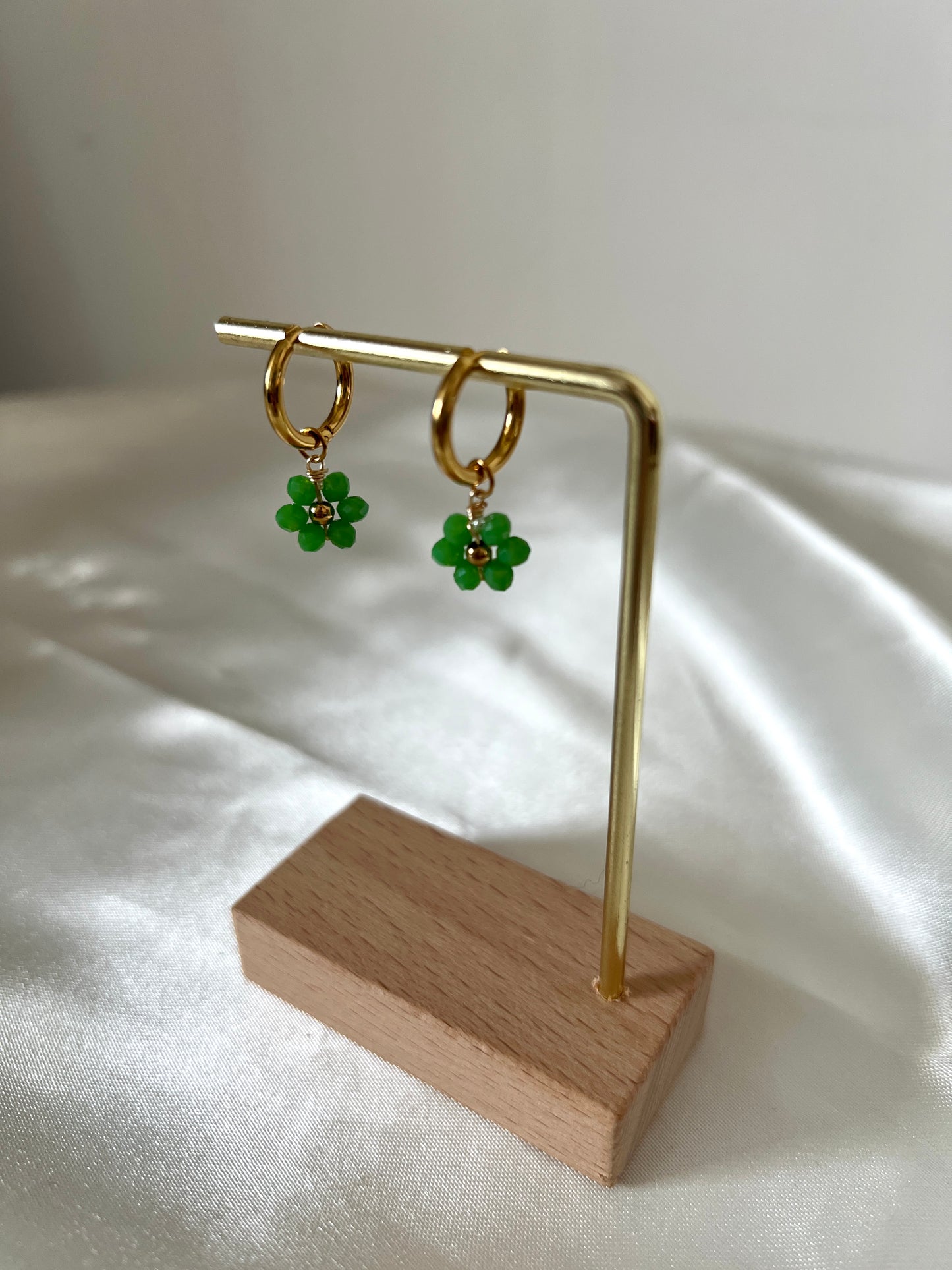 Boucles d'oreilles fleurs verte Baya