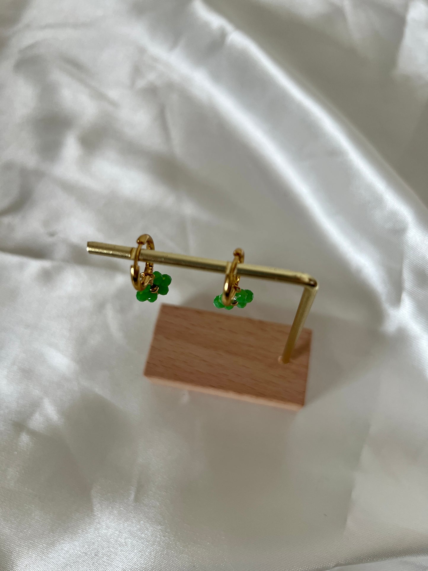 Boucles d'oreilles fleurs verte Baya