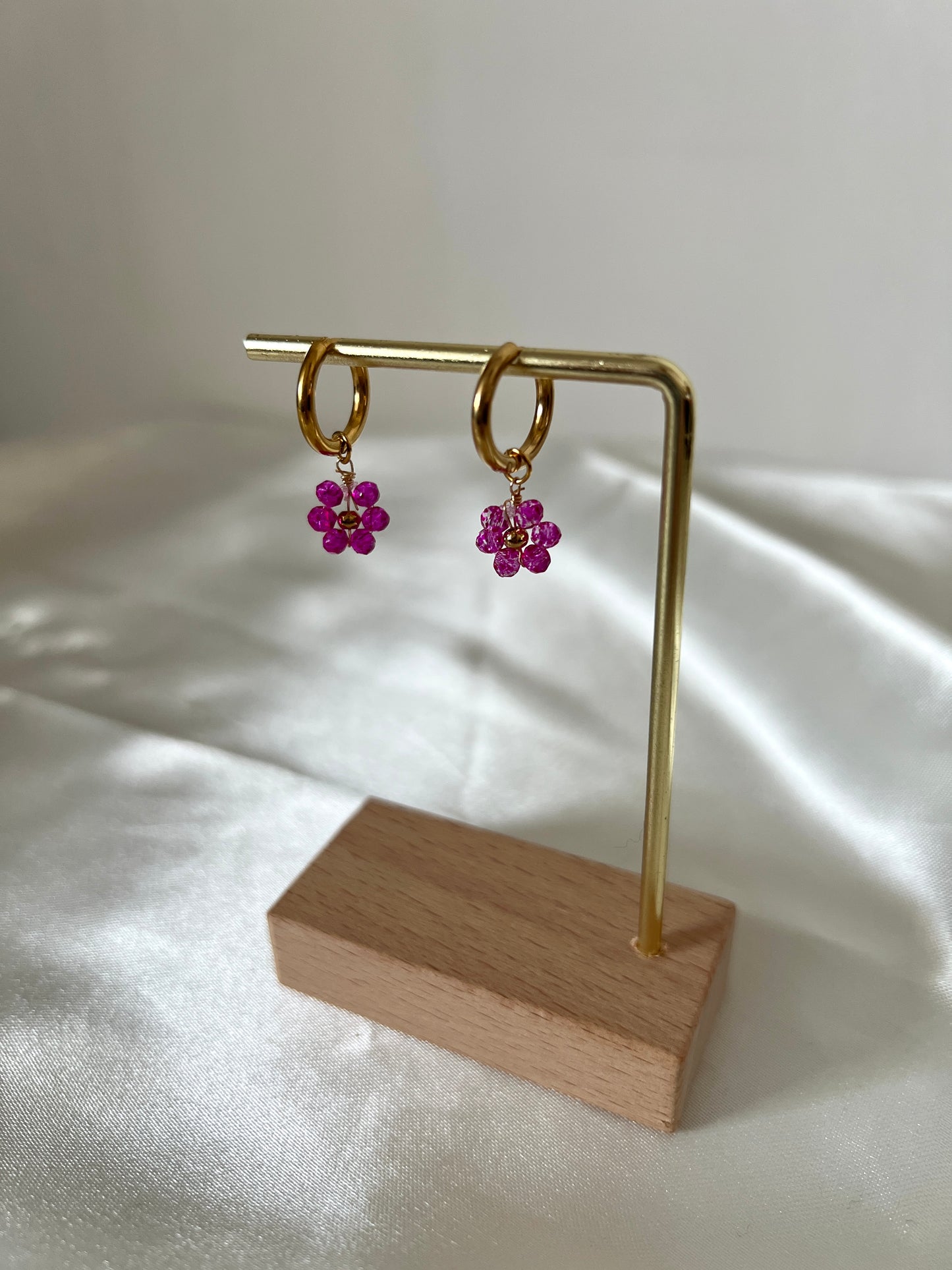 Boucles d'oreilles fleurs fuschia Baya