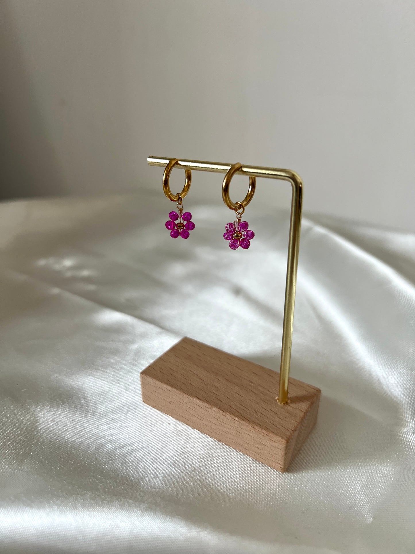 Boucles d'oreilles fleurs fuschia Baya