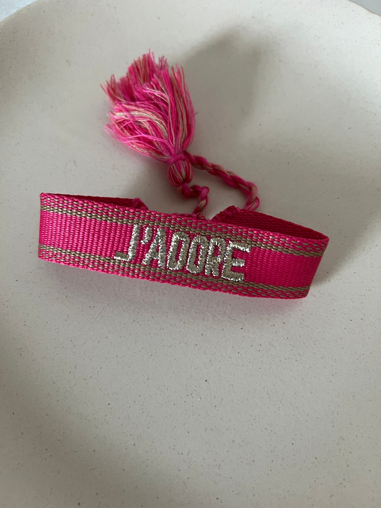 Bracelet j'adore rose et doré