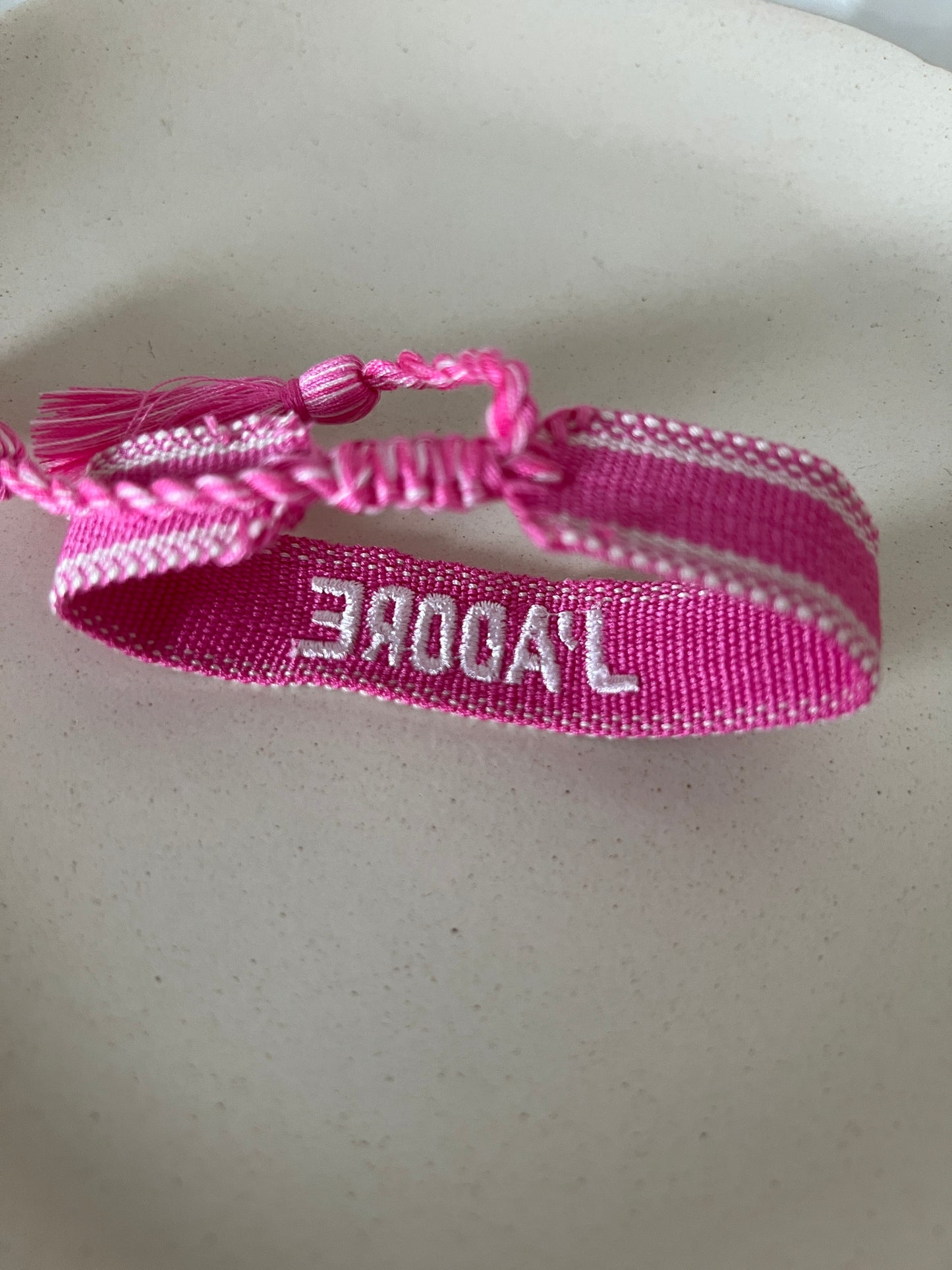 Bracelet j'adore rose et blanc