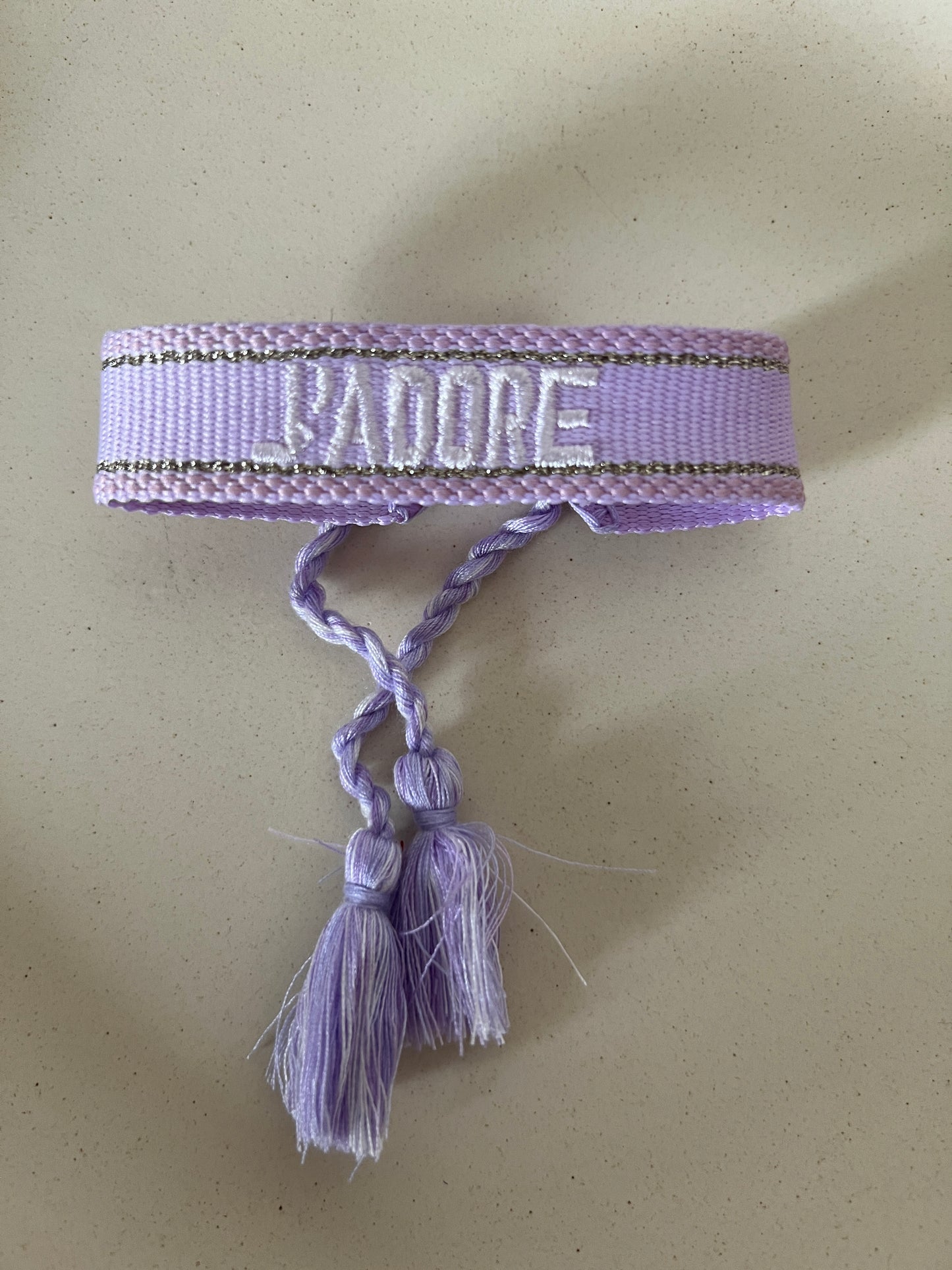 Bracelet j'adore violet et blanc