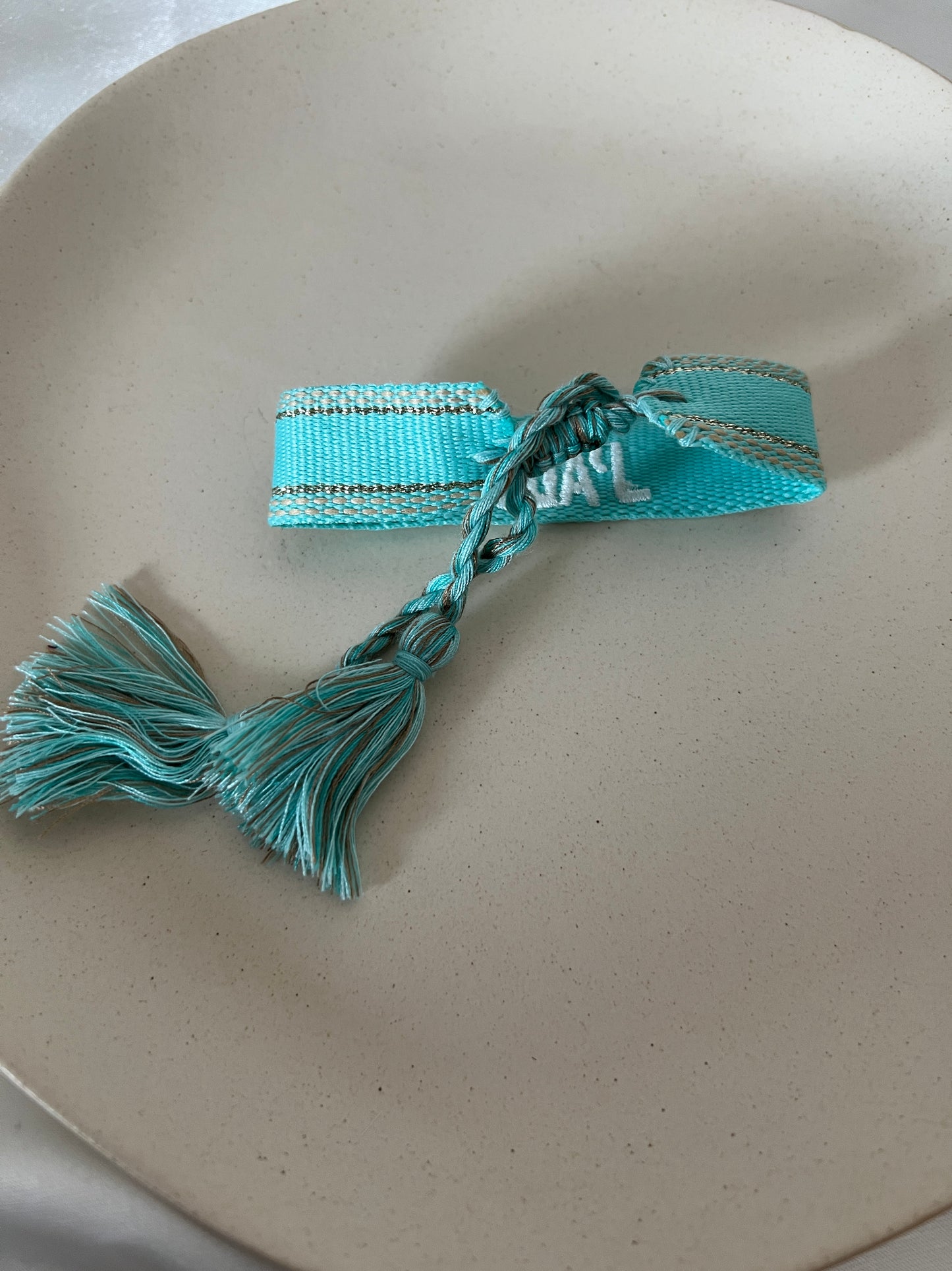 Bracelet j'adore turquoise et blanc